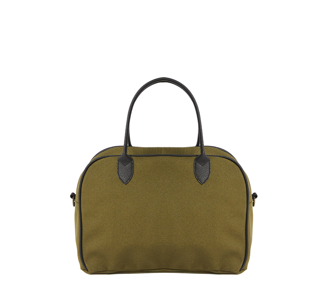 CANVAS BOWLING BAG - KHAKI (leather strap incl.)