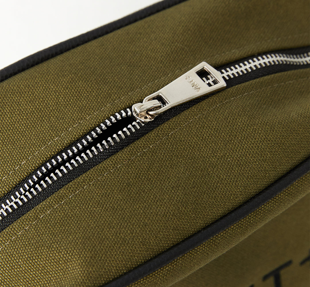 CANVAS BOWLING BAG - KHAKI (leather strap incl.)