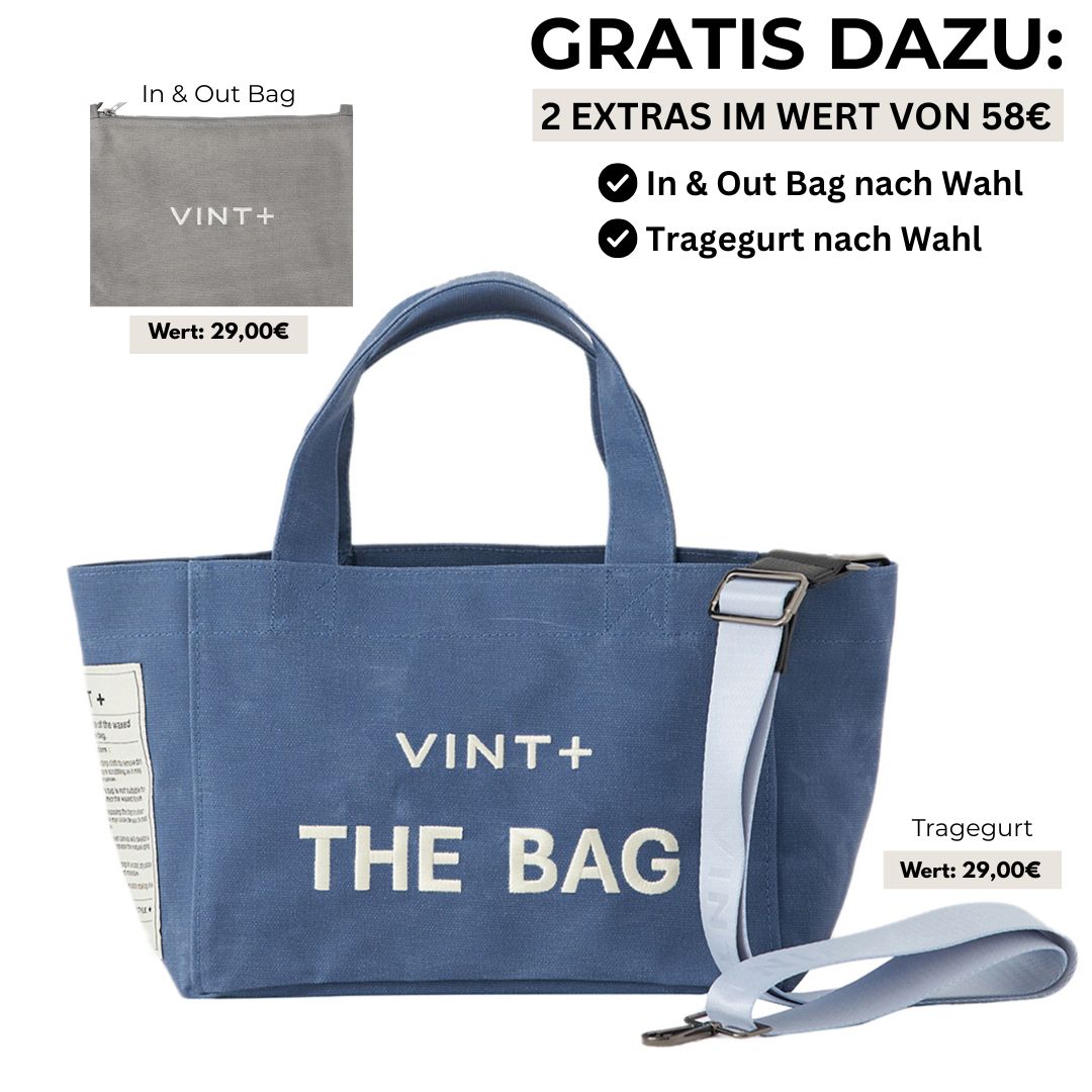 WAXED CANVAS TOTE BAG - SMALL - BLAU