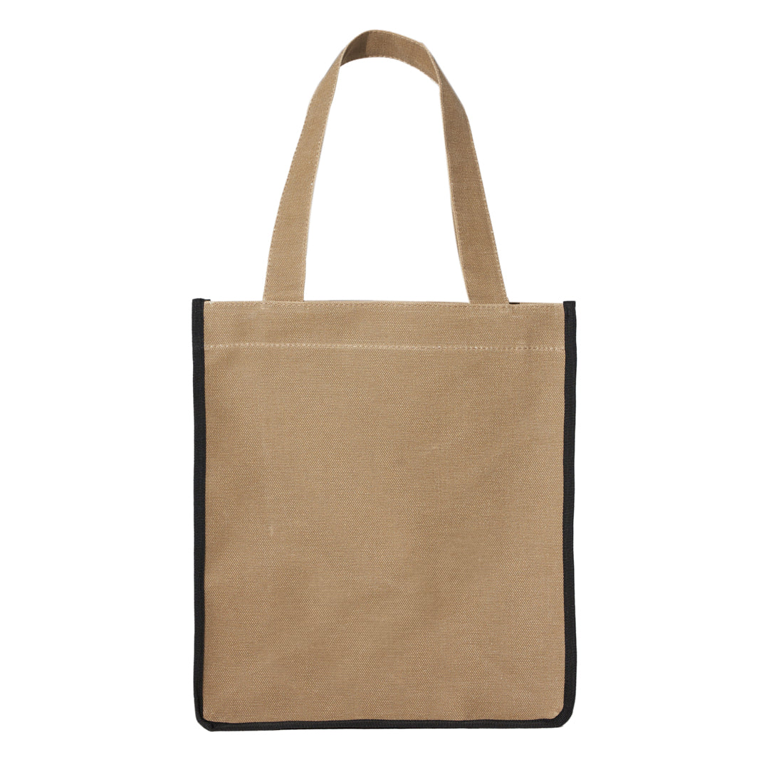 CANVAS TOTE BAG - LONG - BEIGE / SCHWARZ
