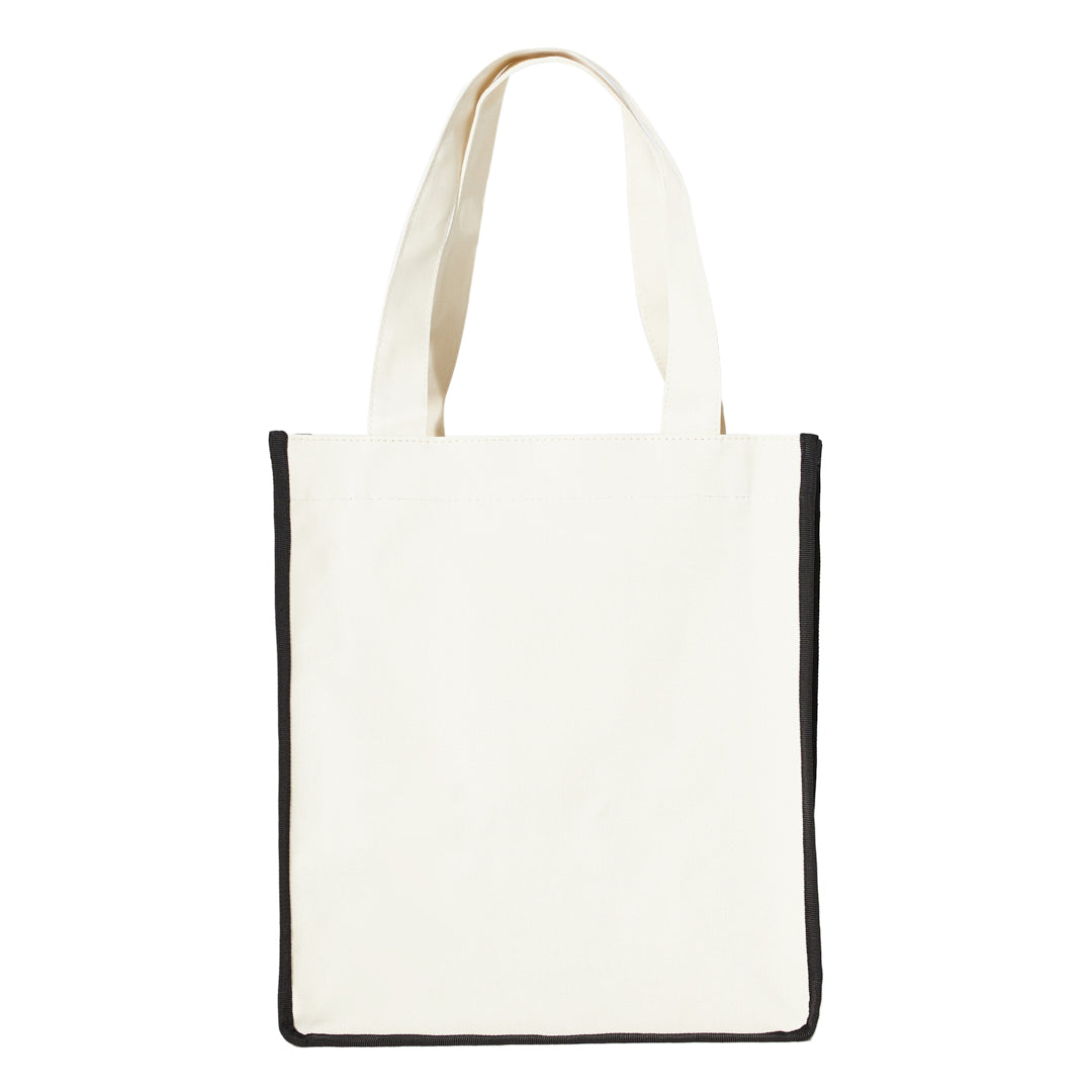 CANVAS TOTE BAG - LONG - CREME WEIß / SCHWARZ