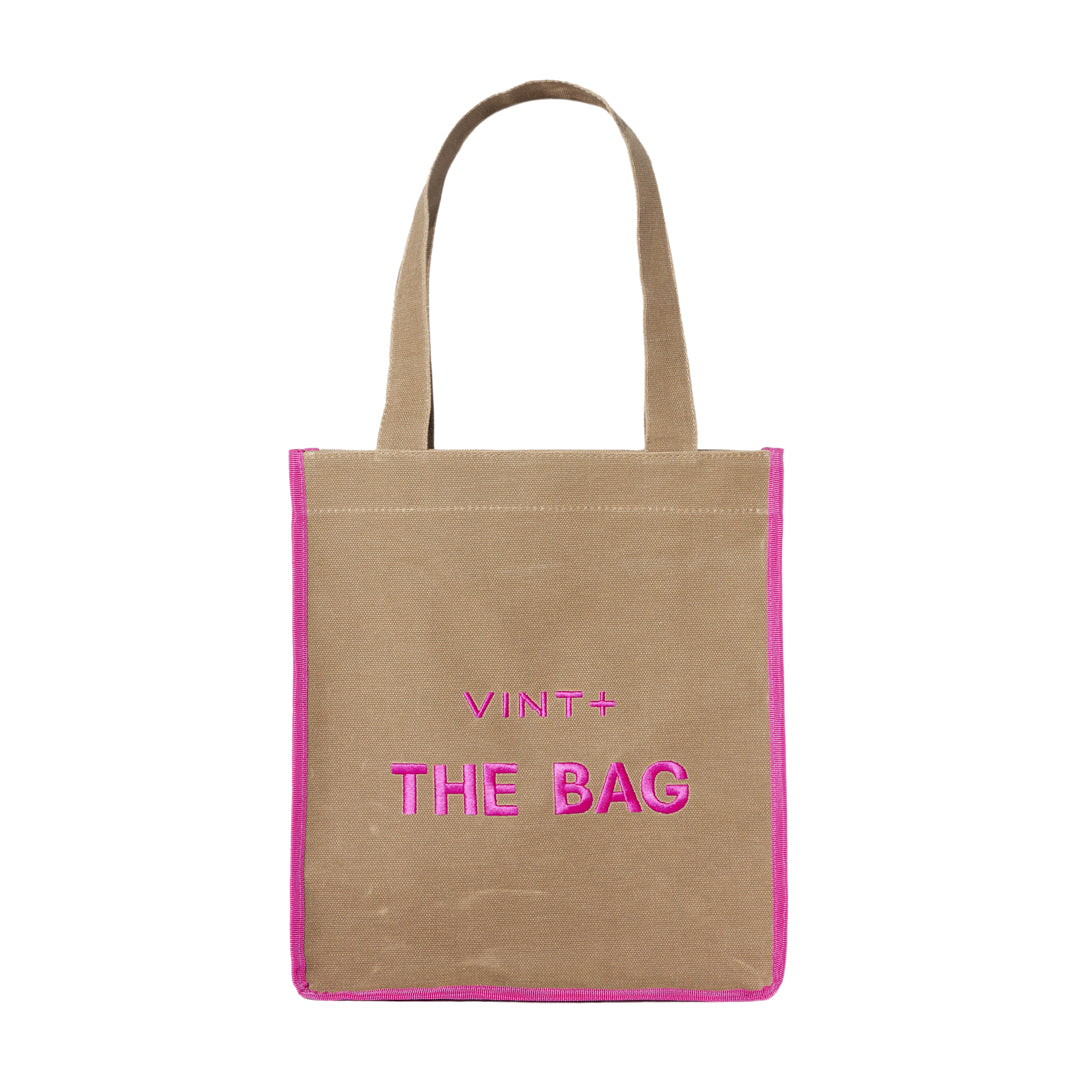 SAC CABAS EN TOILE - LONG - BEIGE / ROSE