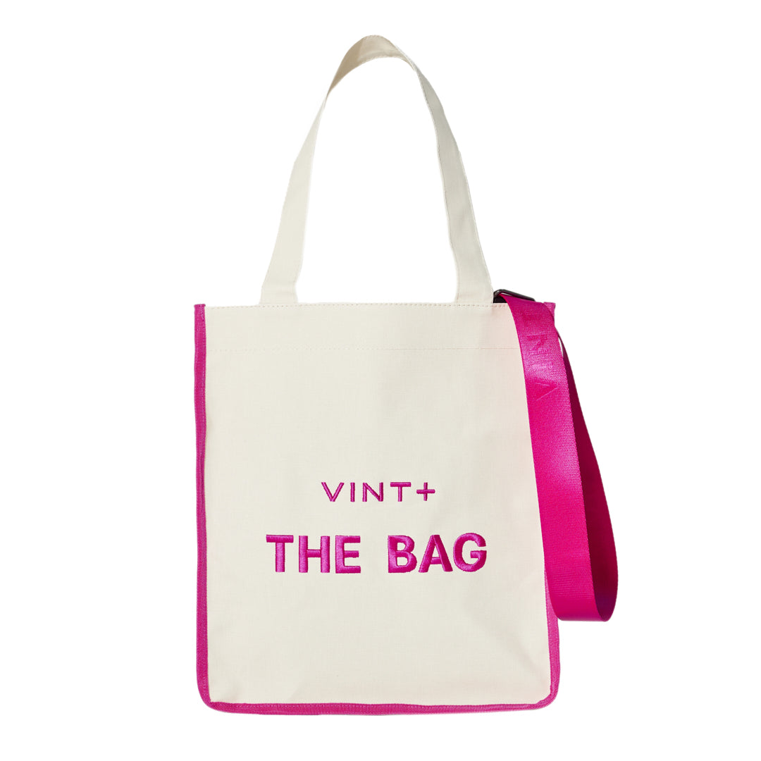 CANVAS TOTE BAG - LONG - CREME WEIß / PINK