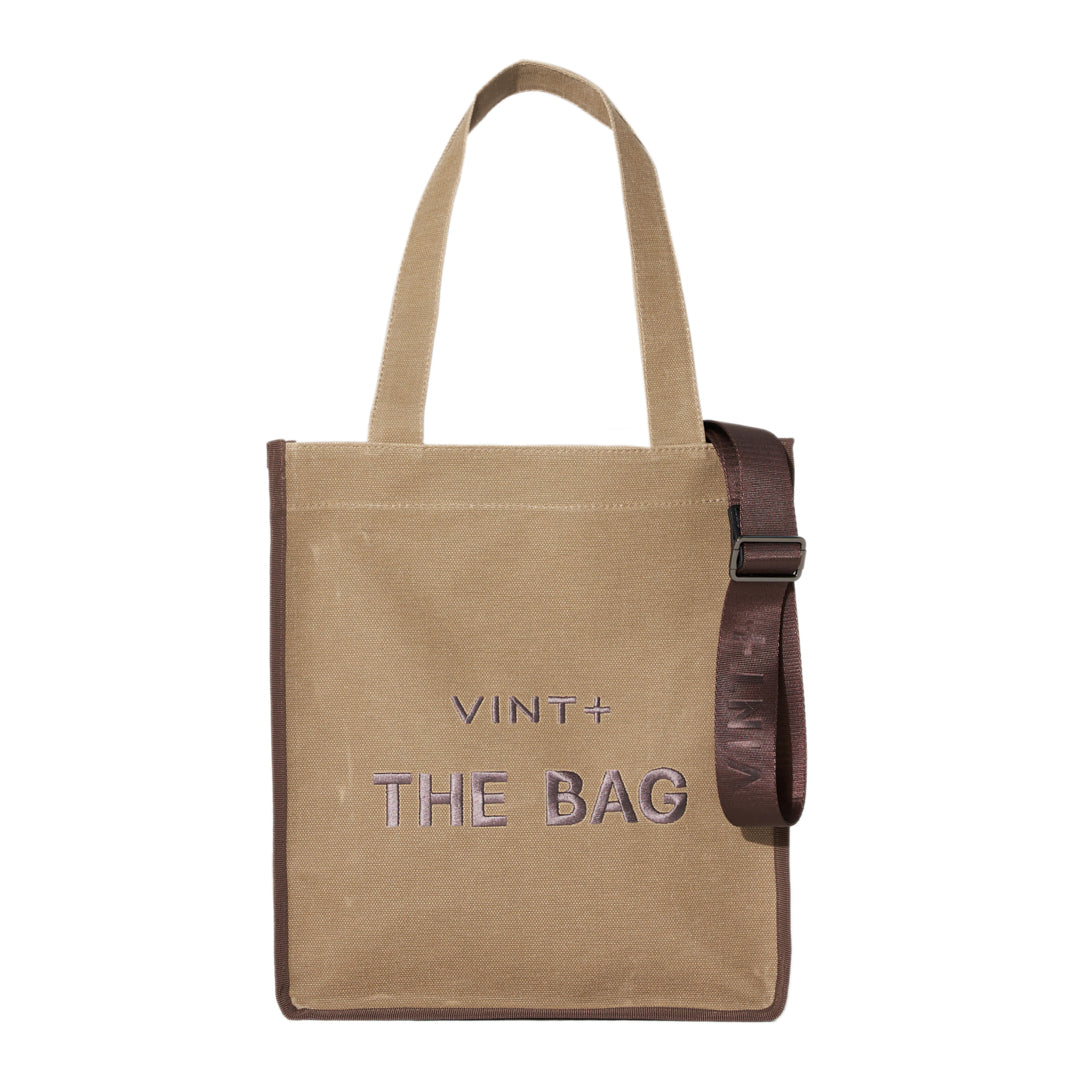 SAC CABAS EN TOILE - LONG - BEIGE / MARRON