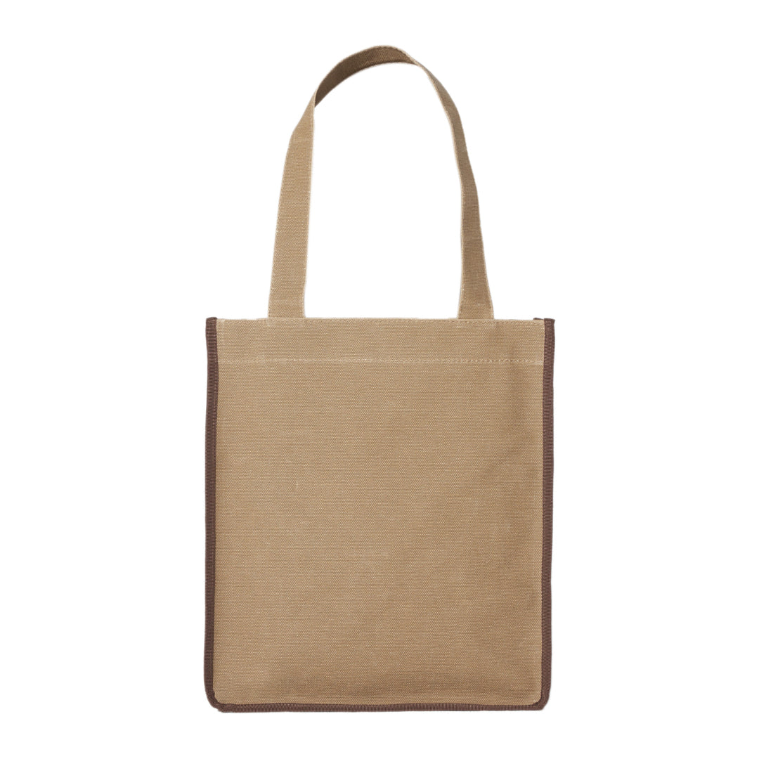 WAXED CANVAS TOTE BAG - LONG - BEIGE / BRAUN