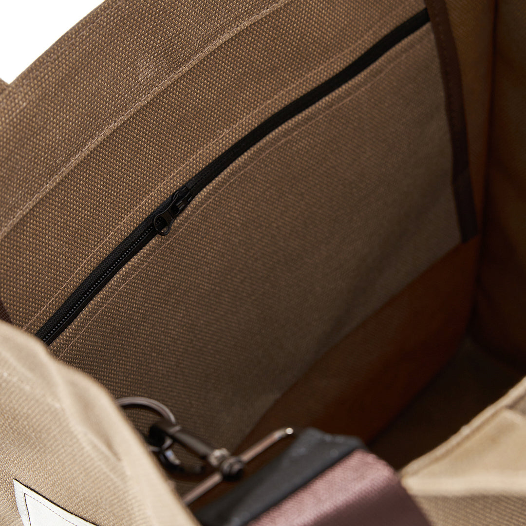 WAXED CANVAS TOTE BAG - LONG - BEIGE / BRAUN