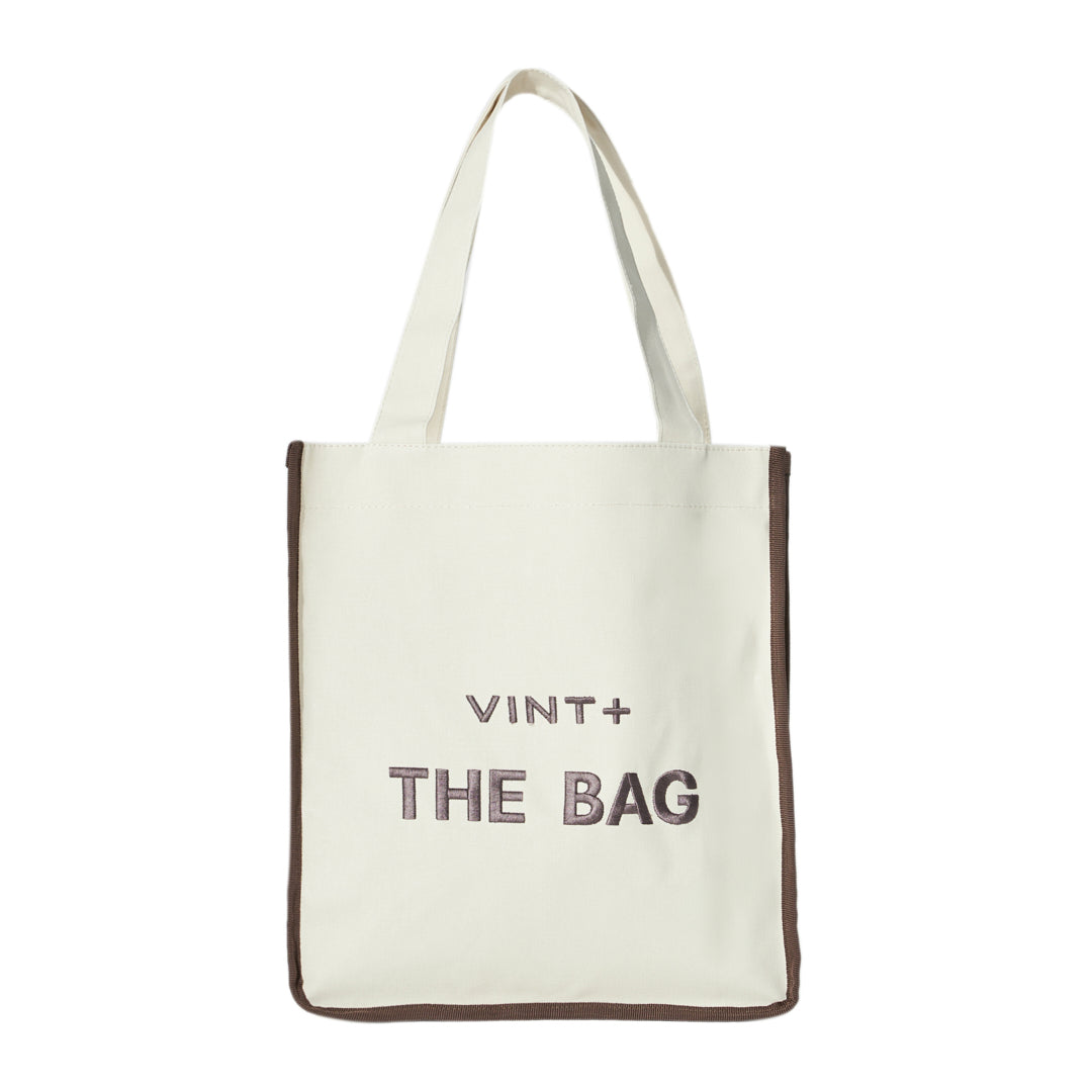 CANVAS TOTE BAG - LONG - CREME WEIß / BRAUN