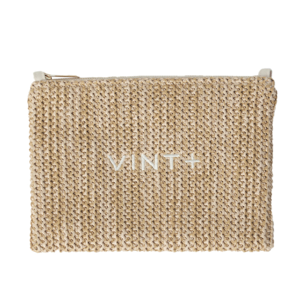 STRAW CLUTCH WITH CHAIN - CREAM WHITE