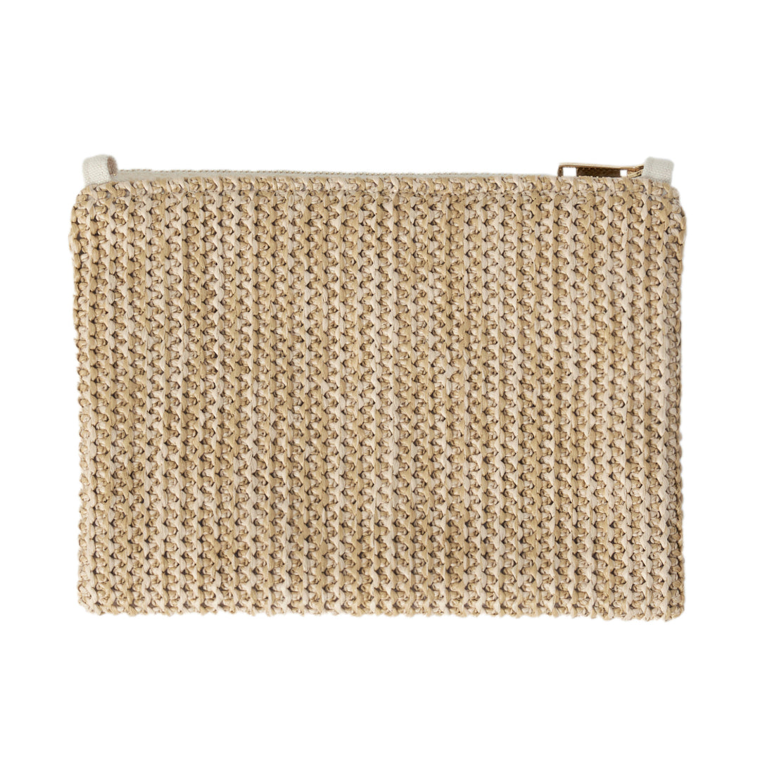 STRAW CLUTCH WITH CHAIN - CREAM WHITE