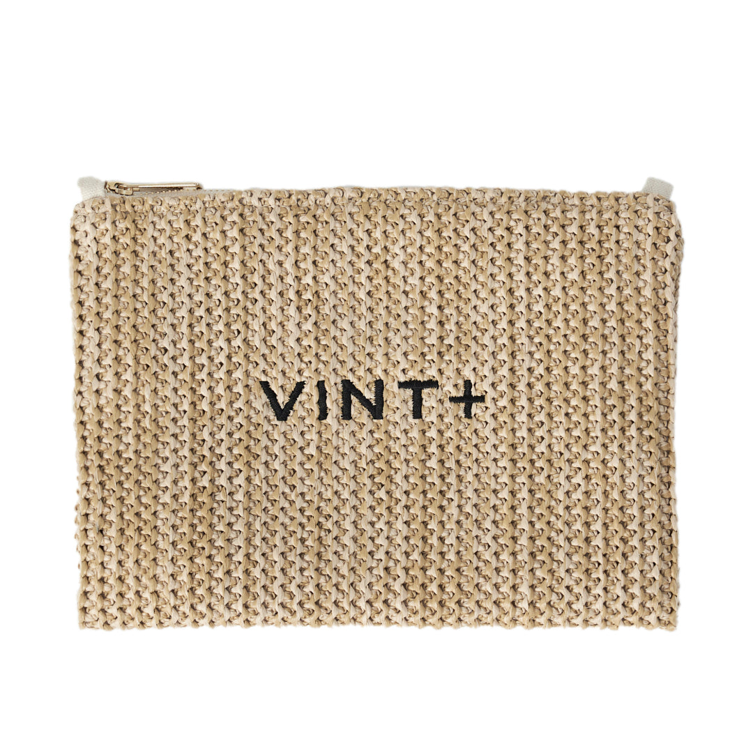 STRAW CLUTCH MIT KETTE - SCHWARZ