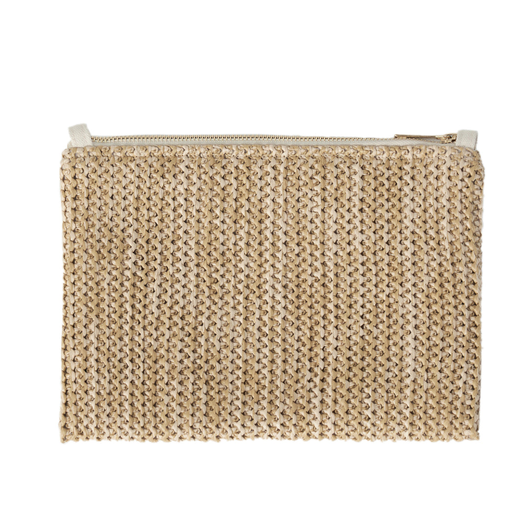 STRAW CLUTCH MIT KETTE - SCHWARZ