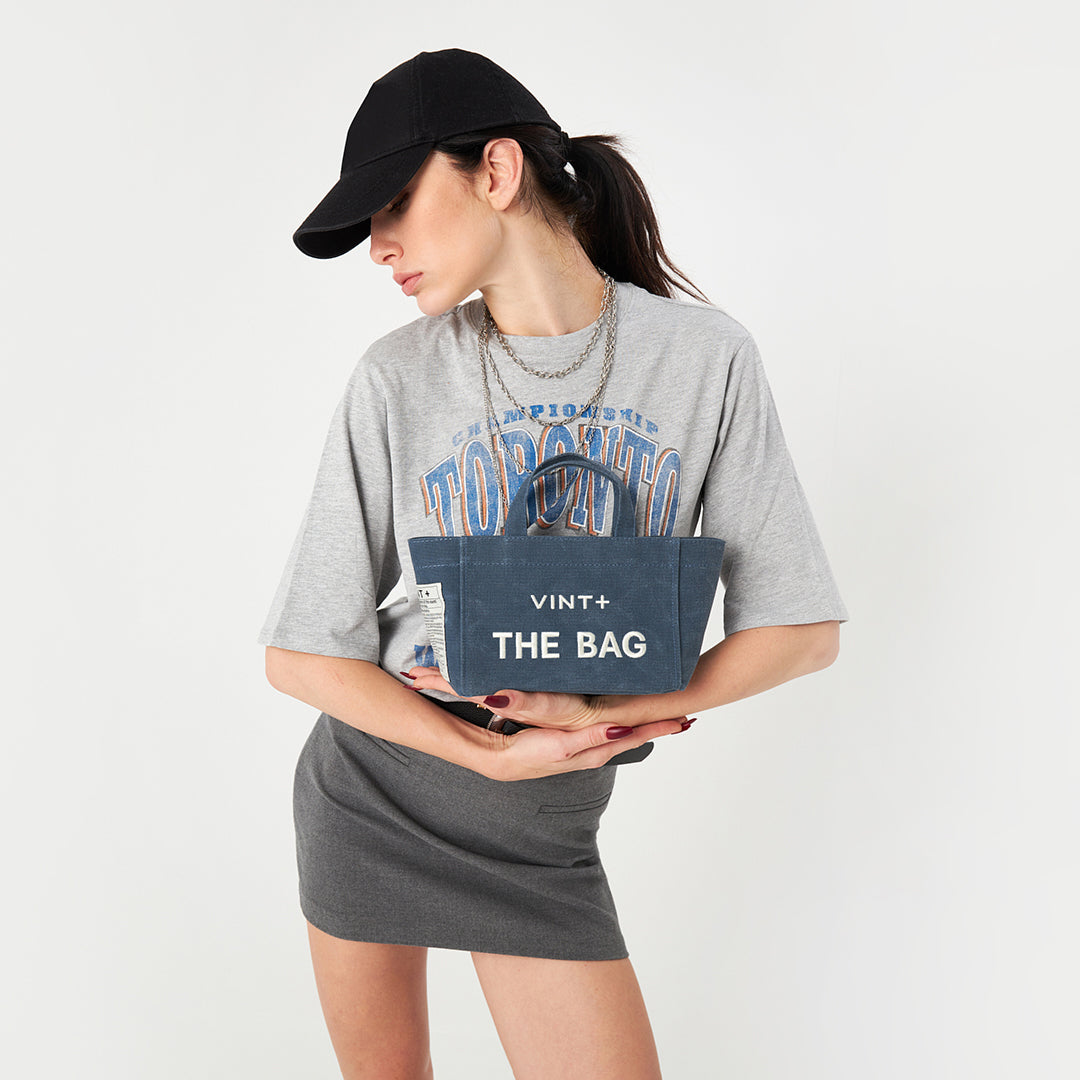 SAC CABAS EN TOILE - MINI - BLEU DENIM