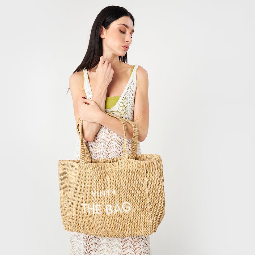 SAC EN PAILLE XL - BLANC CRÈME