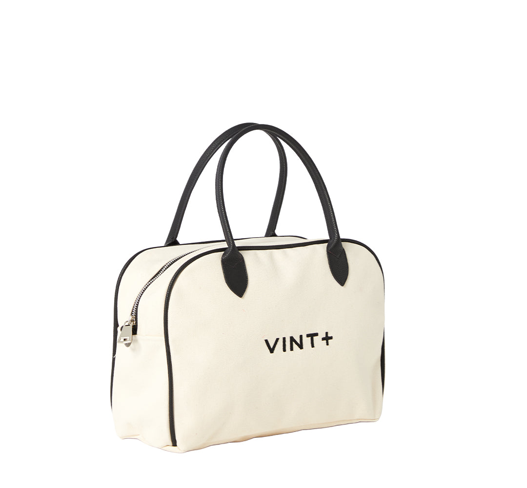 CANVAS BOWLING BAG - CREAM WHITE (Leather Strap included)