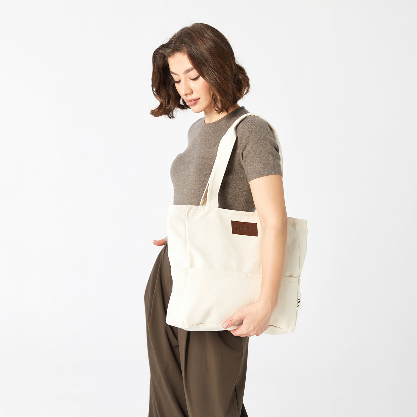 CANVAS SHOPPER - CREAM WHITE