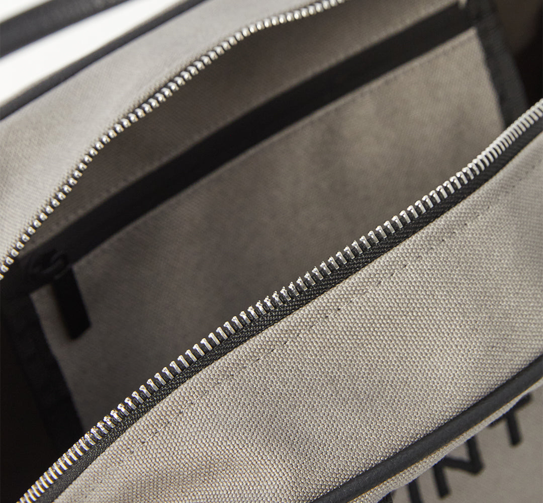 CANVAS BOWLING BAG - GRAY (leather strap incl.)