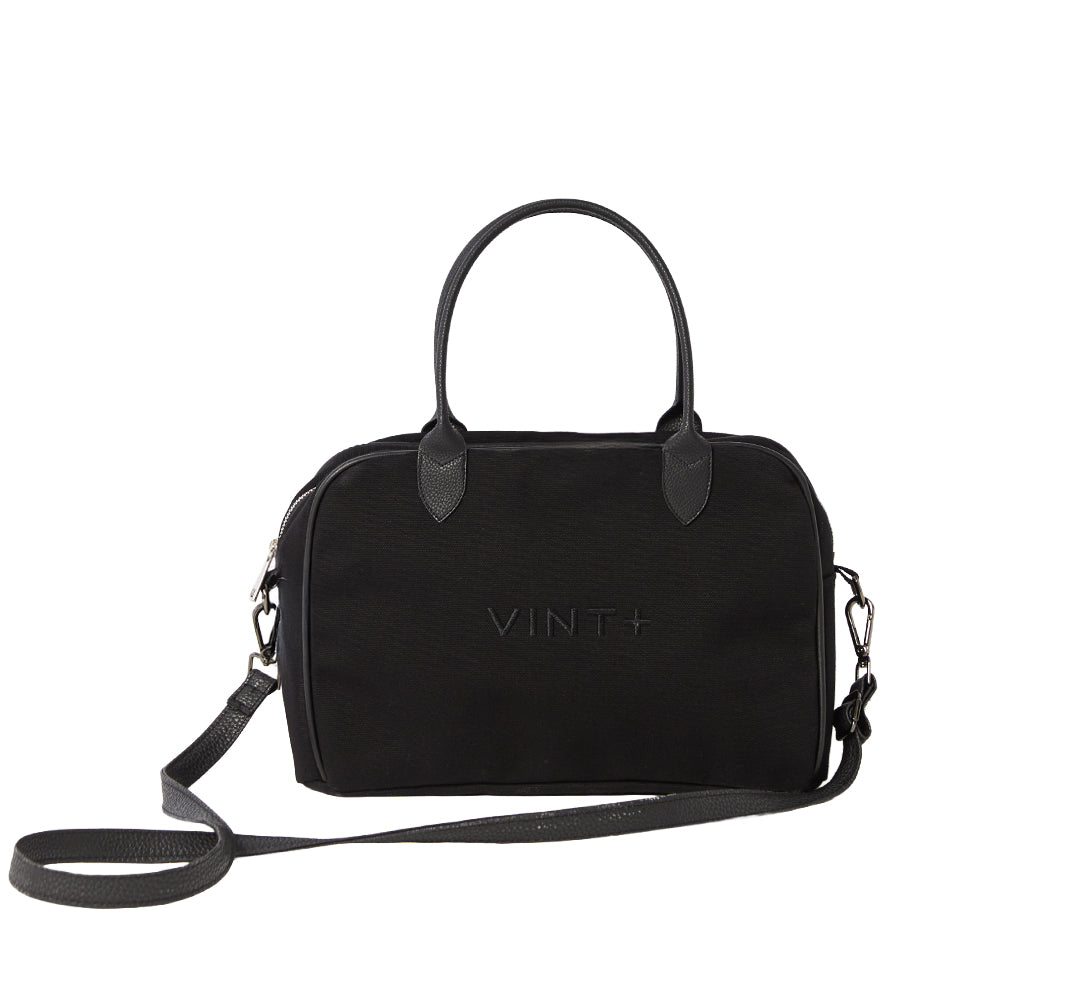 CANVAS BOWLING BAG - SCHWARZ (Leder Strap inkl.)