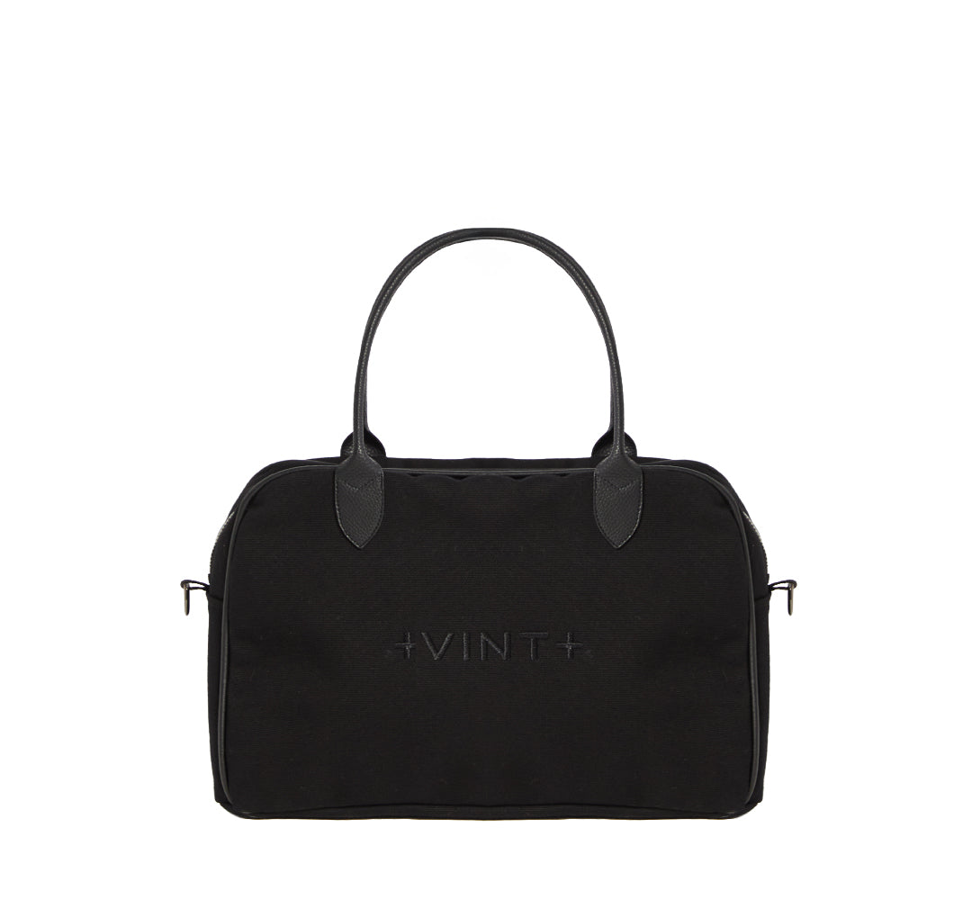 CANVAS BOWLING BAG - SCHWARZ (Leder Strap inkl.)