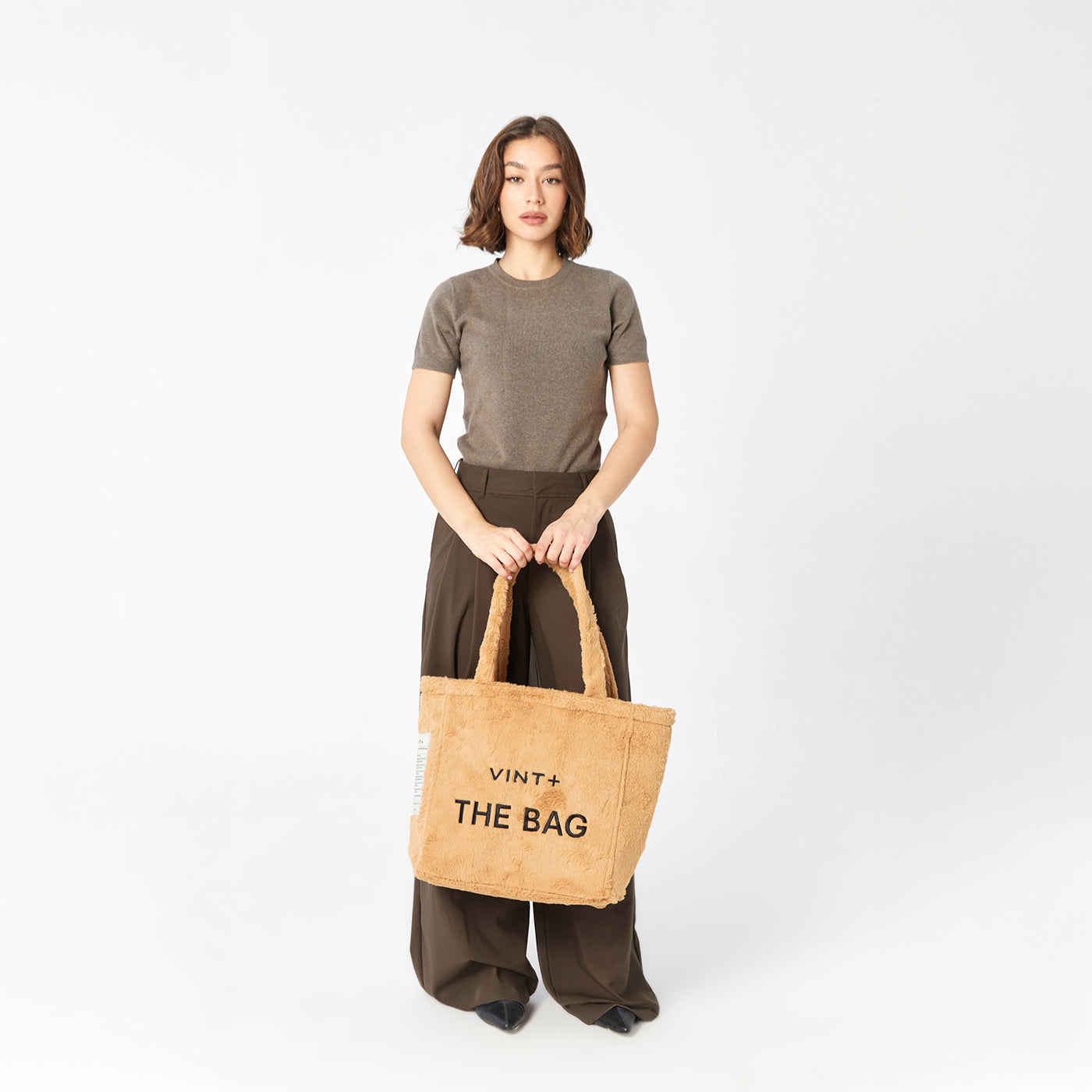 FLUFFY TOTE BAG - BIG - BROWN