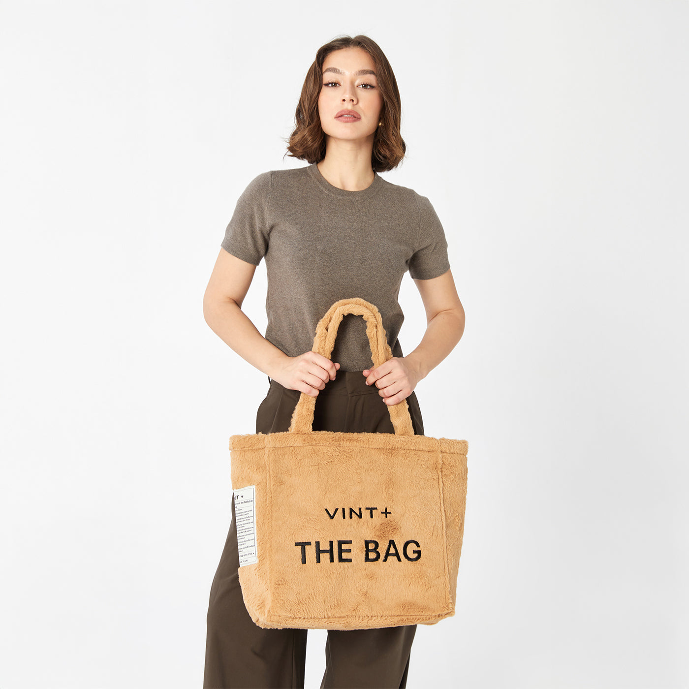 FLUFFY TOTE BAG - BIG - BROWN