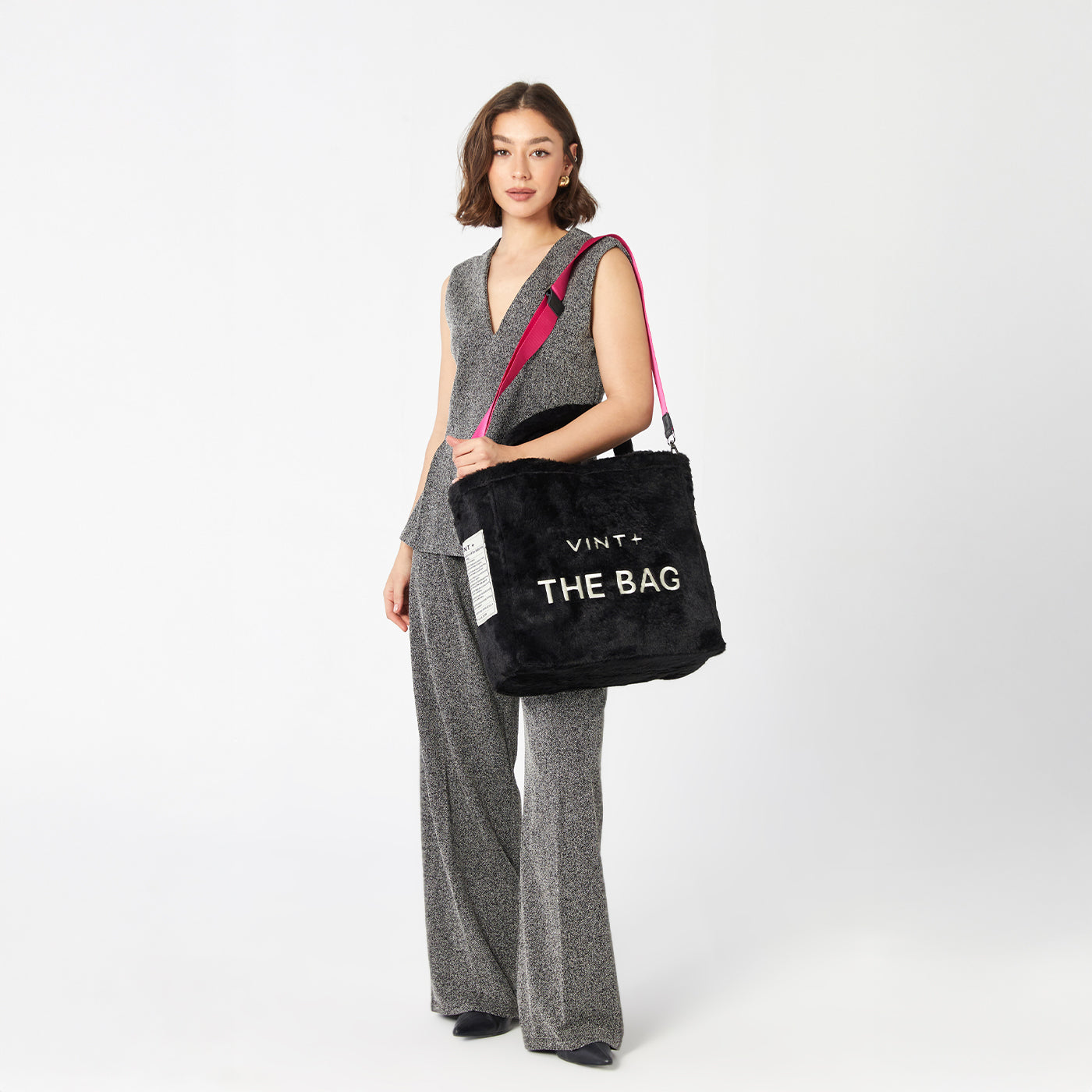 FLUFFY TOTE BAG - BIG - BLACK