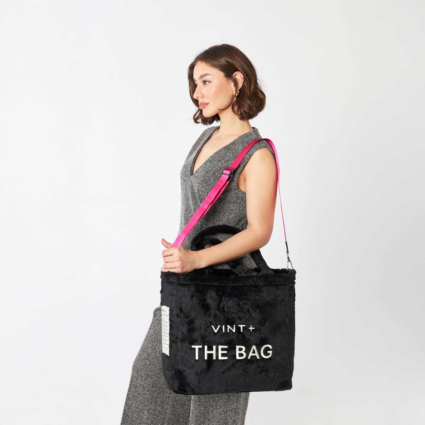 FLUFFY TOTE BAG - BIG - BLACK