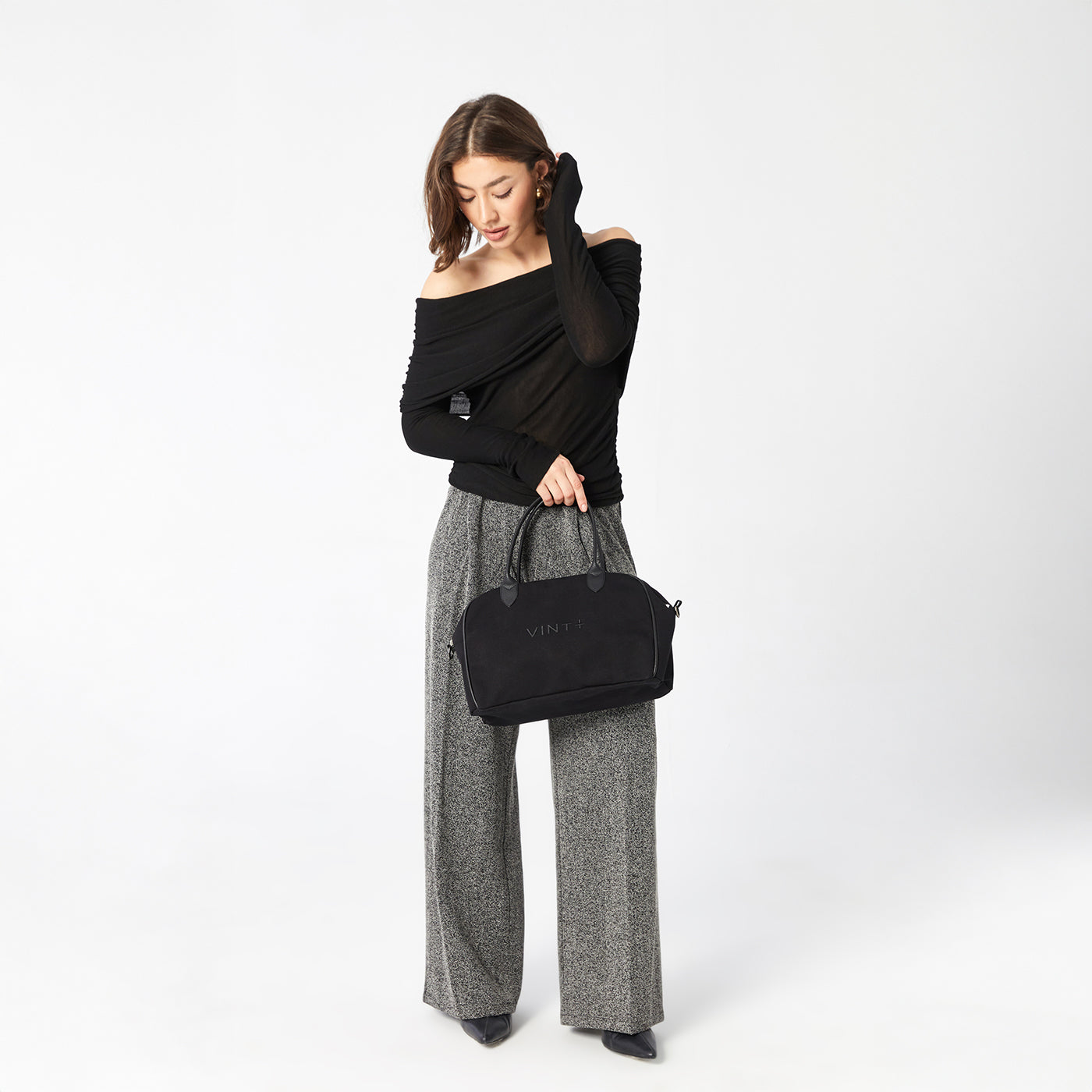 KANVAS BOWLİNG ÇANTASI - SİYAH (deri askı dahil)