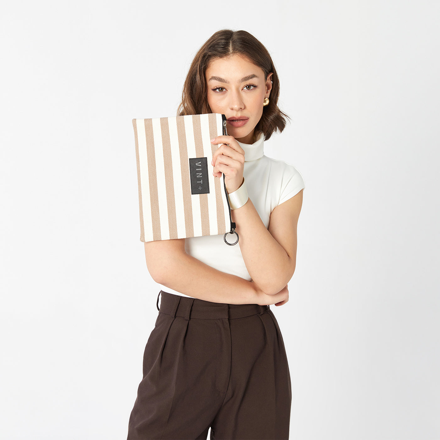 ÇİZGİLİ İÇ VE DIŞ ÇANTA - SAND