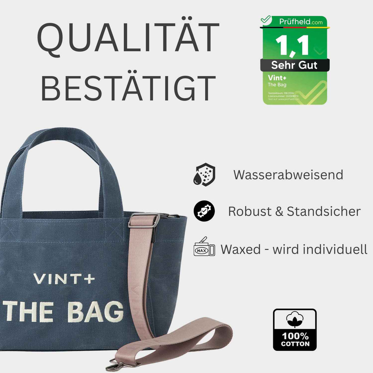 WAXED CANVAS TOTE BAG - SMALL - DENIM BLAU
