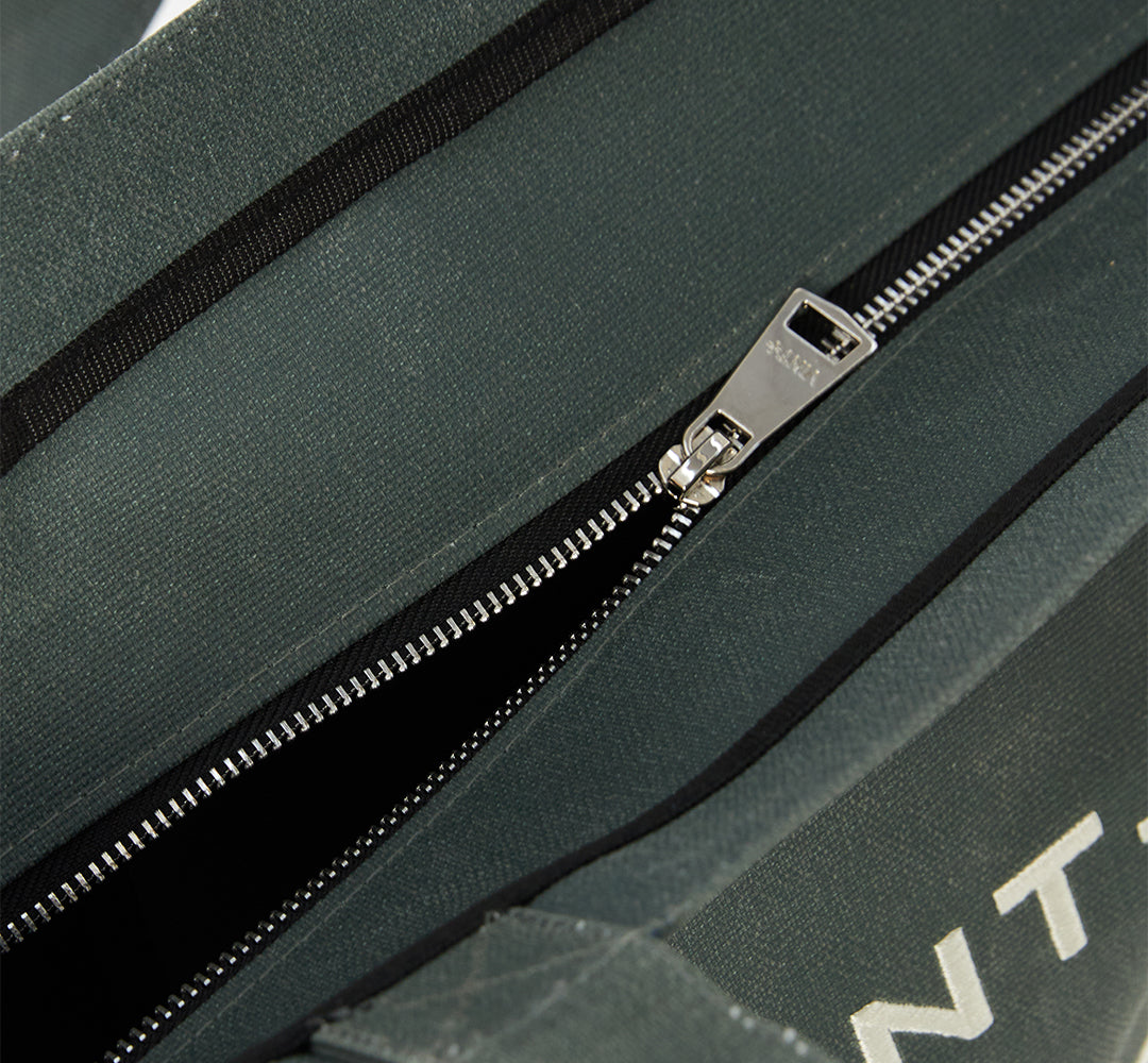 WAXED CANVAS TOTE BAG - BIG - LODEN GREEN