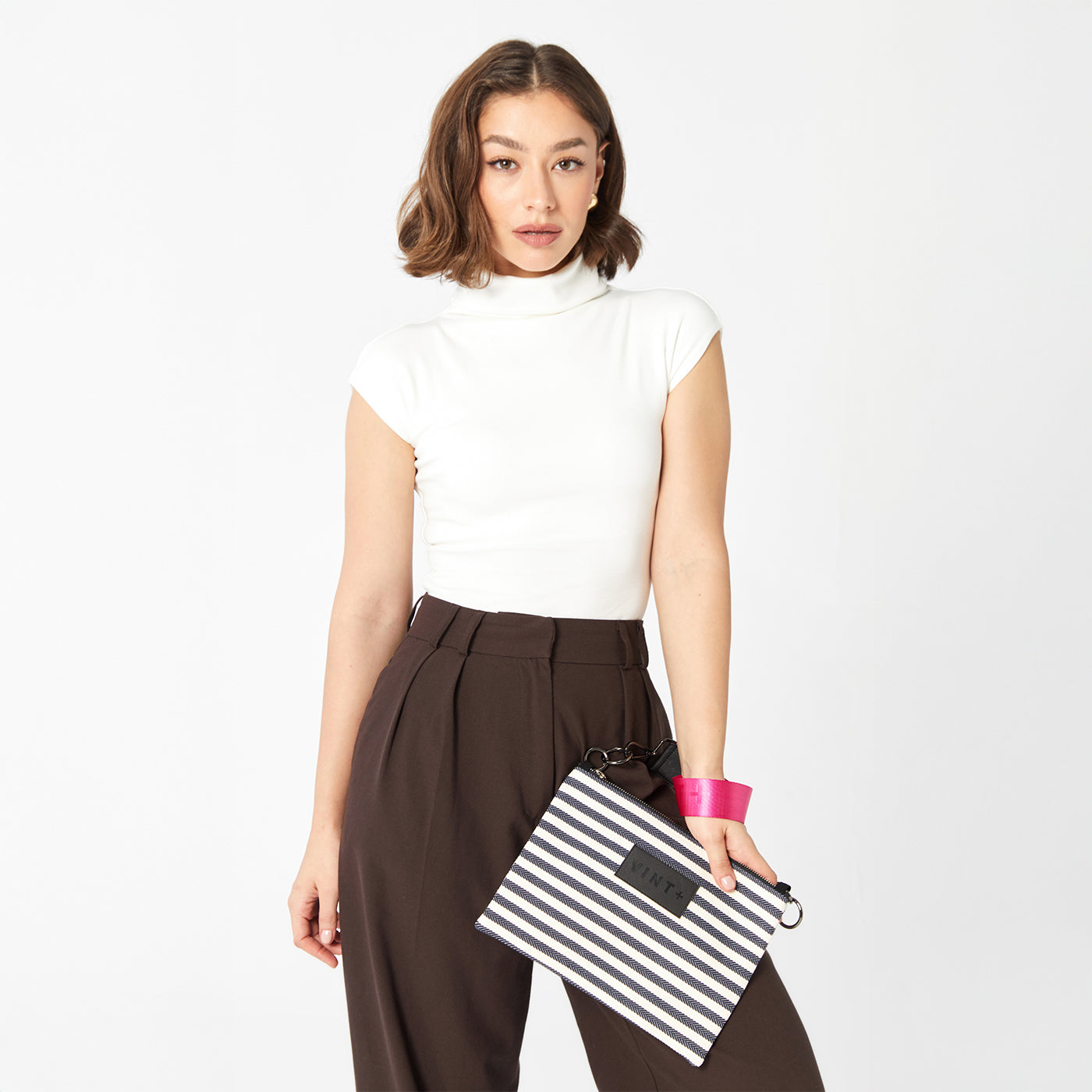 ÇİZGİLİ İÇ VE DIŞ ÇANTA - NAVY