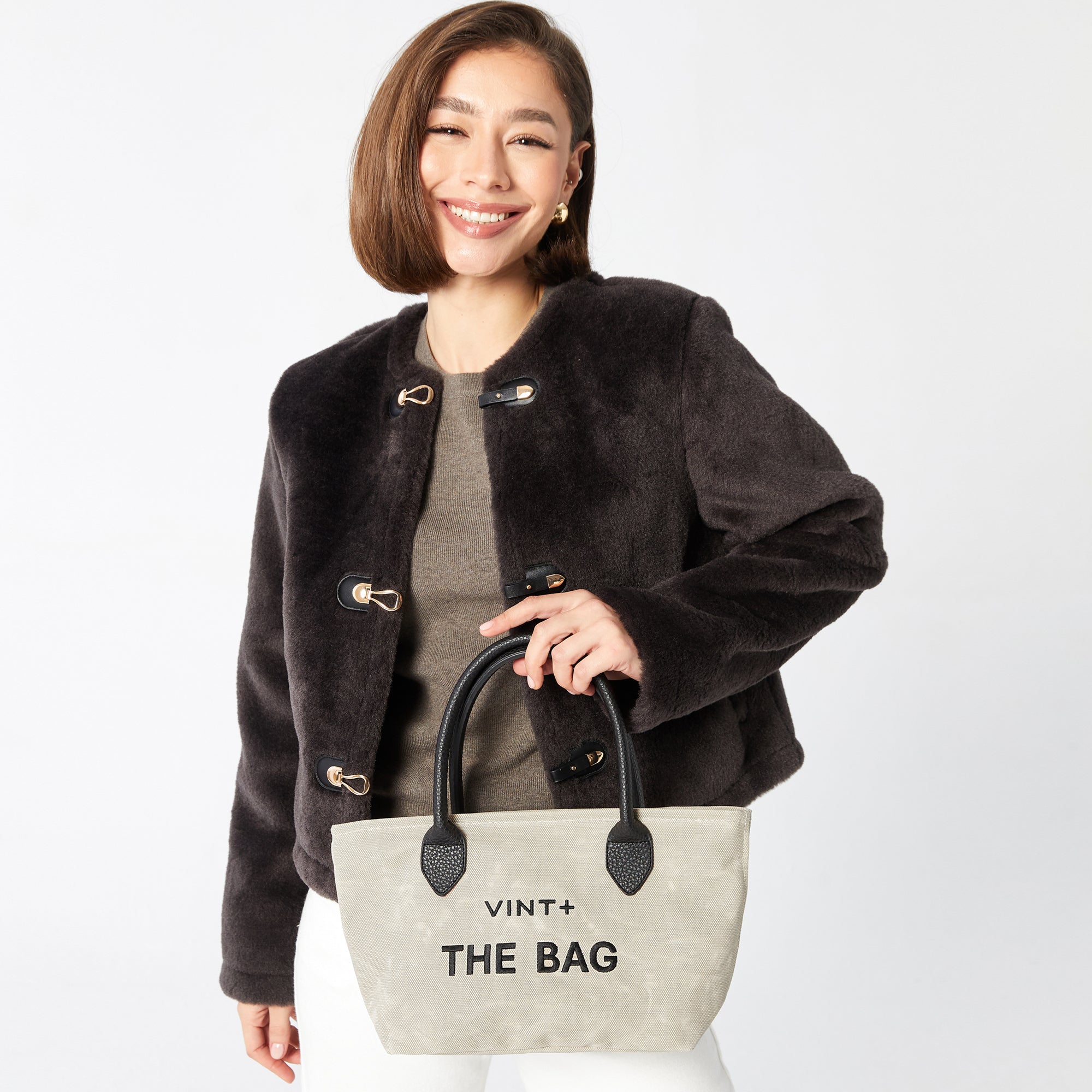 WAXED CANVAS FINE BAG - SMALL - GRAY VIGORE (leather strap incl.)