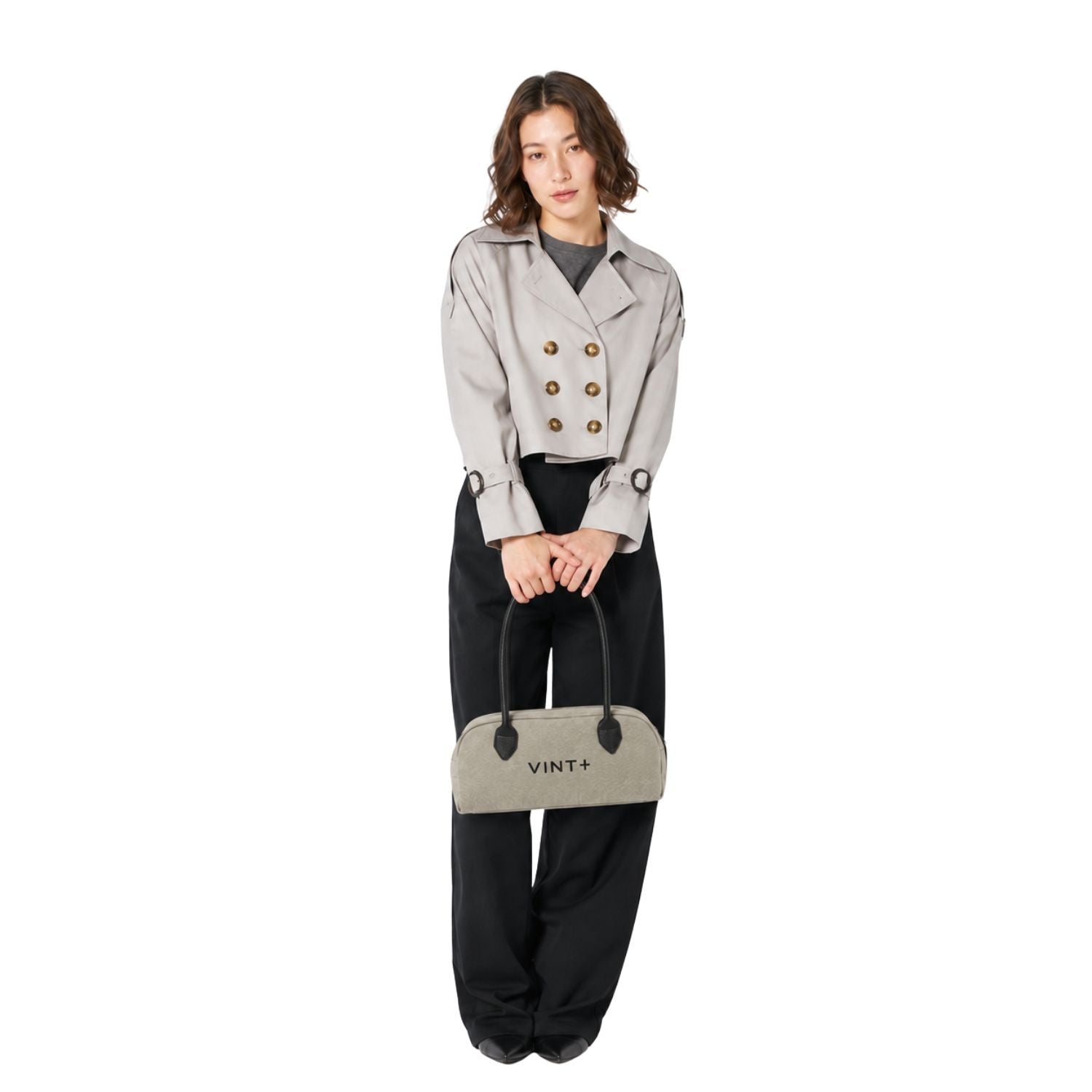 WAXED CANVAS FINE BAG - SMALL - SAND (leather strap incl.)