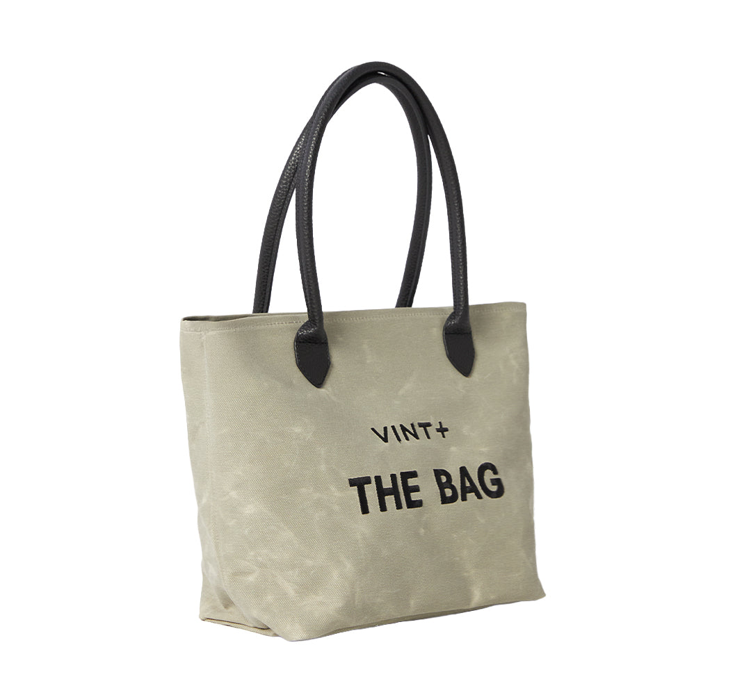 WAXED CANVAS FINE BAG - BIG - GREY VIGORE (Leather Strap incl.)