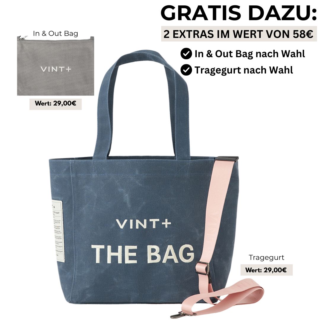 WAXED CANVAS TOTE BAG - BIG - DENIM BLAU
