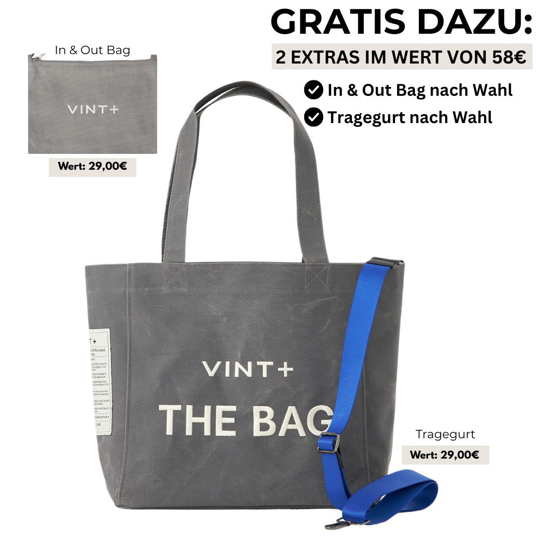 WAXED CANVAS TOTE BAG - BIG - GRAU
