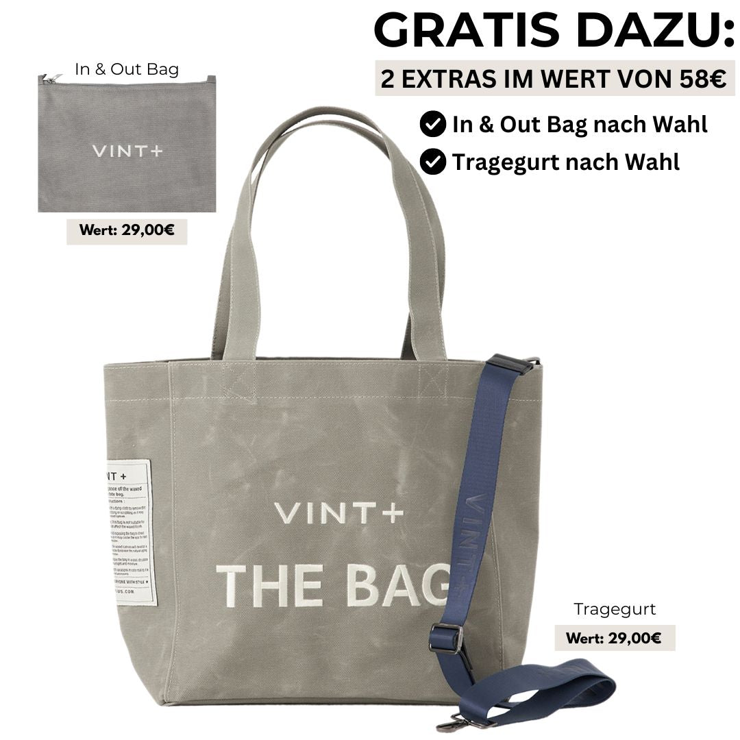 WAXED CANVAS TOTE BAG - BIG - GRAU VIGORE