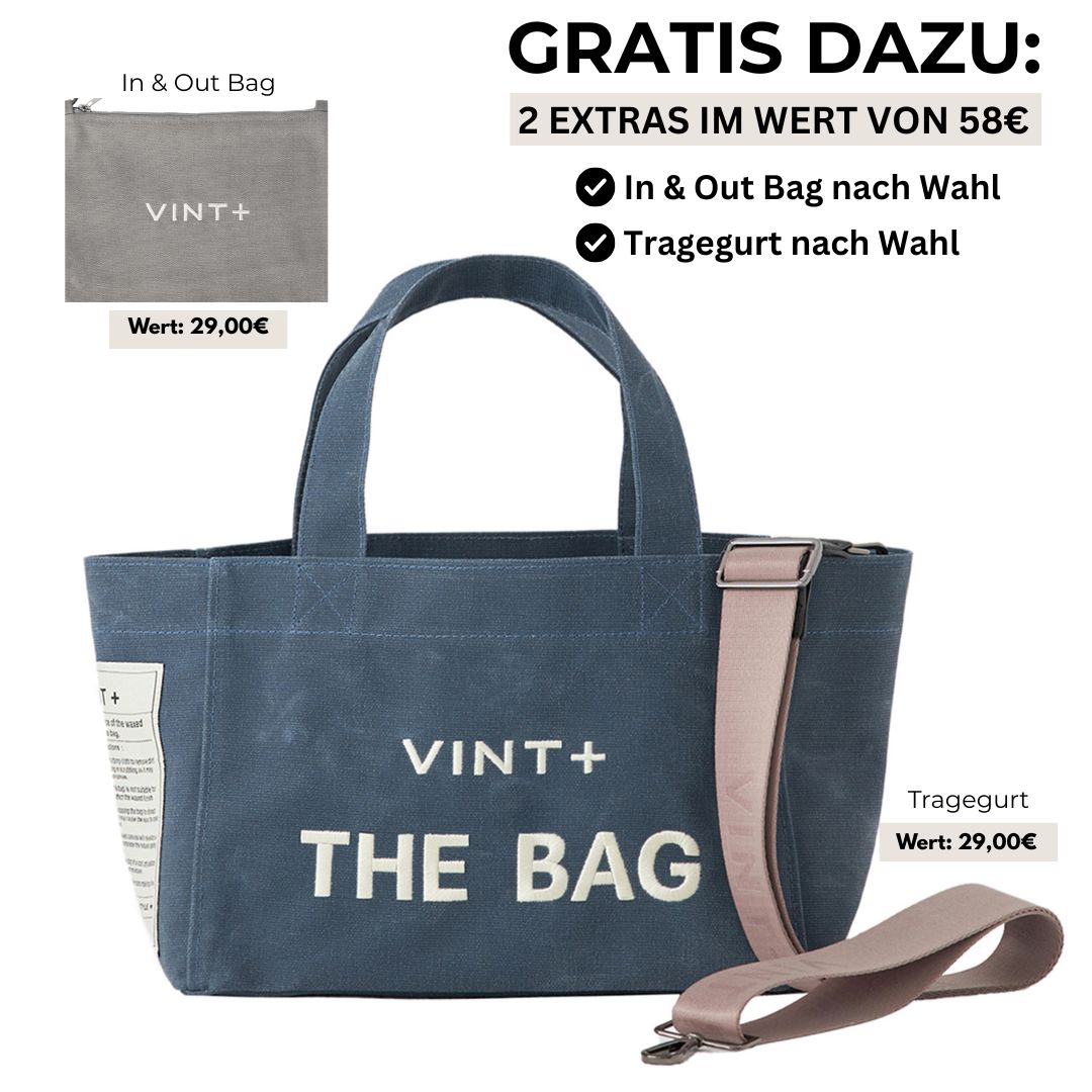WAXED CANVAS TOTE BAG - SMALL - DENIM BLAU