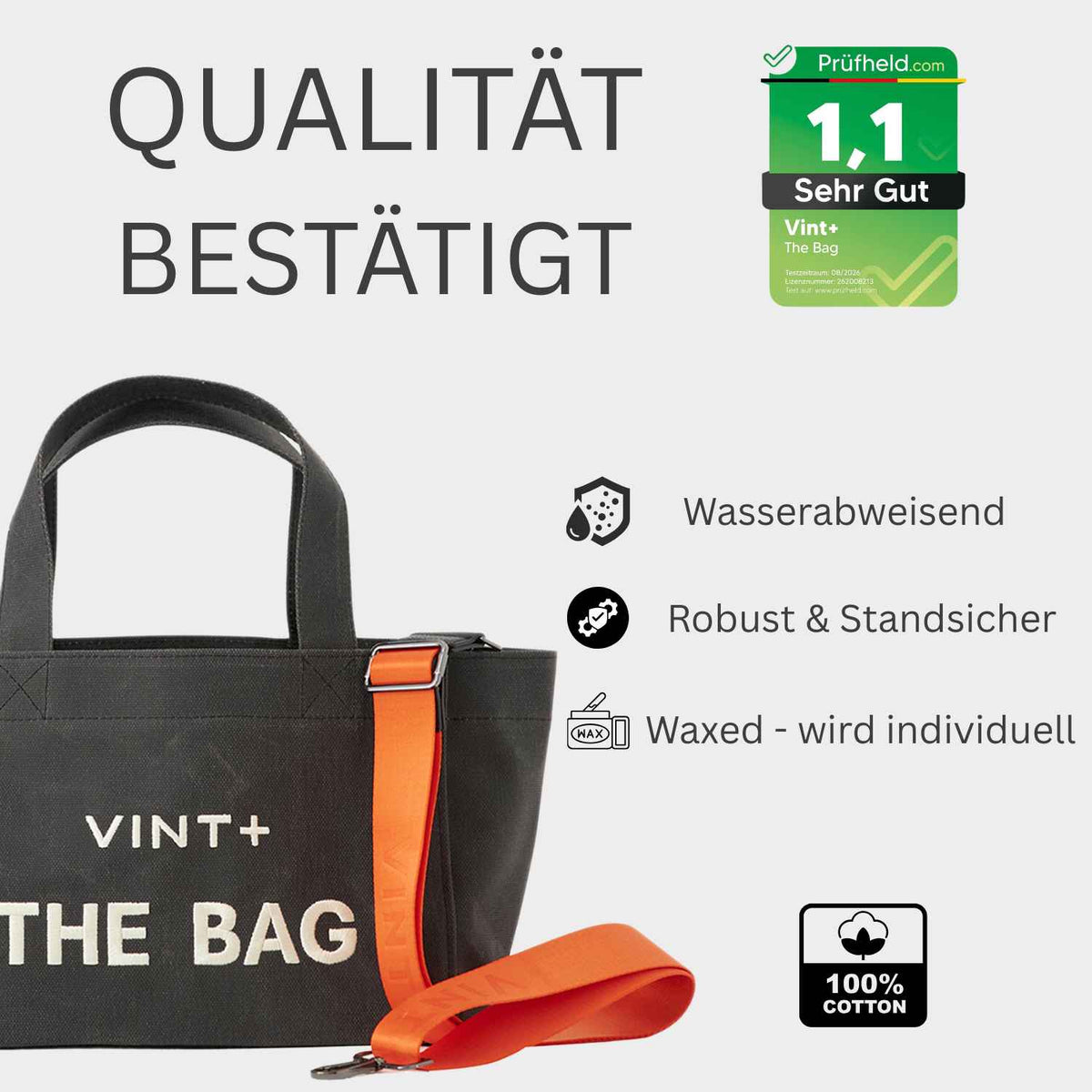 WAXED CANVAS TOTE BAG - SMALL - ANTHRAZIT