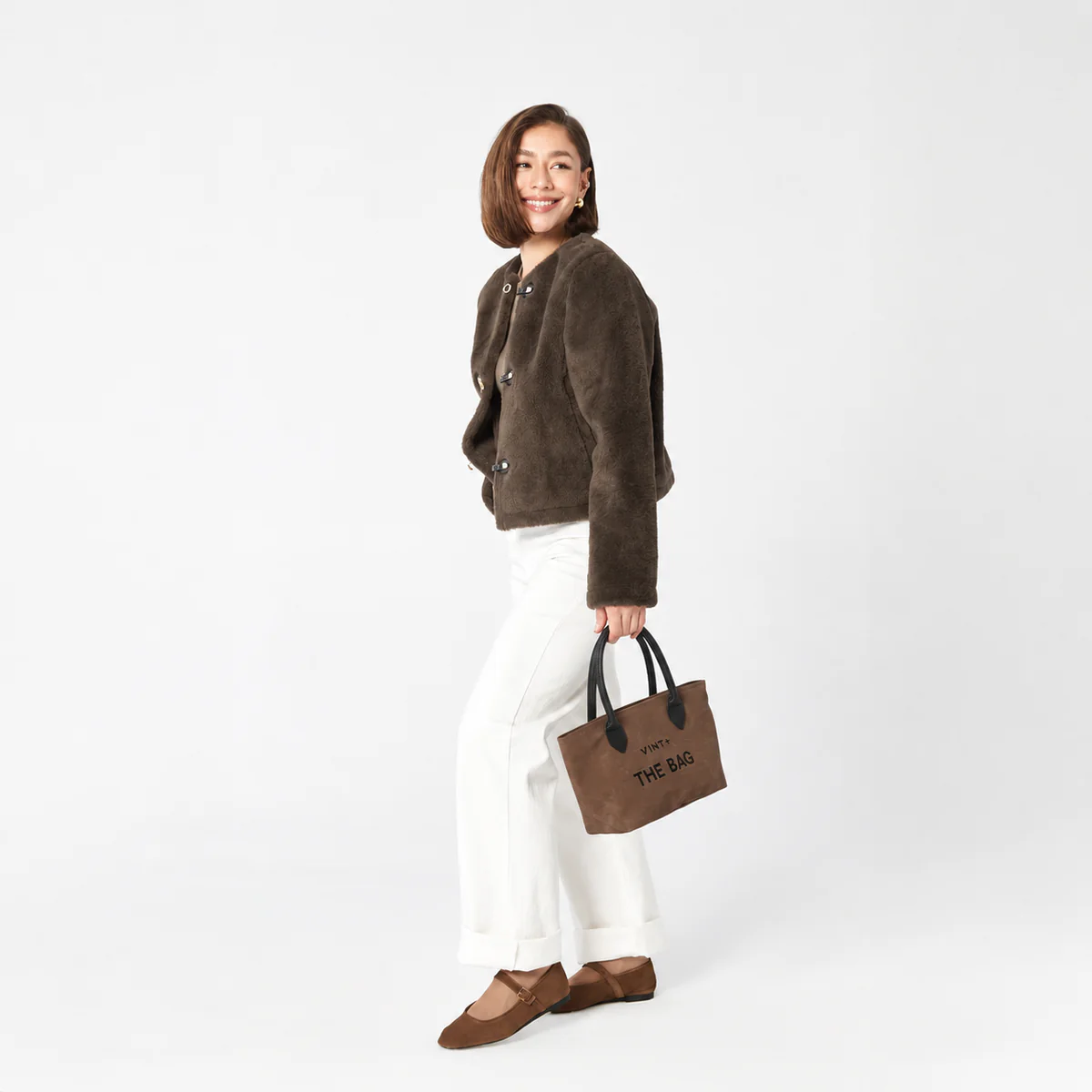 WAXED CANVAS FINE BAG - SMALL - BRAUN (Leder Strap inkl.)