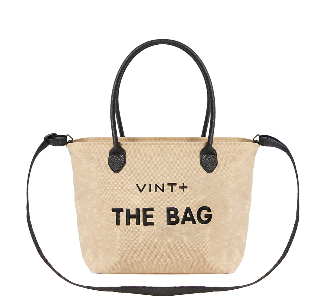 WAXED CANVAS FINE BAG - BIG - SAND (Leder Strap inkl.)