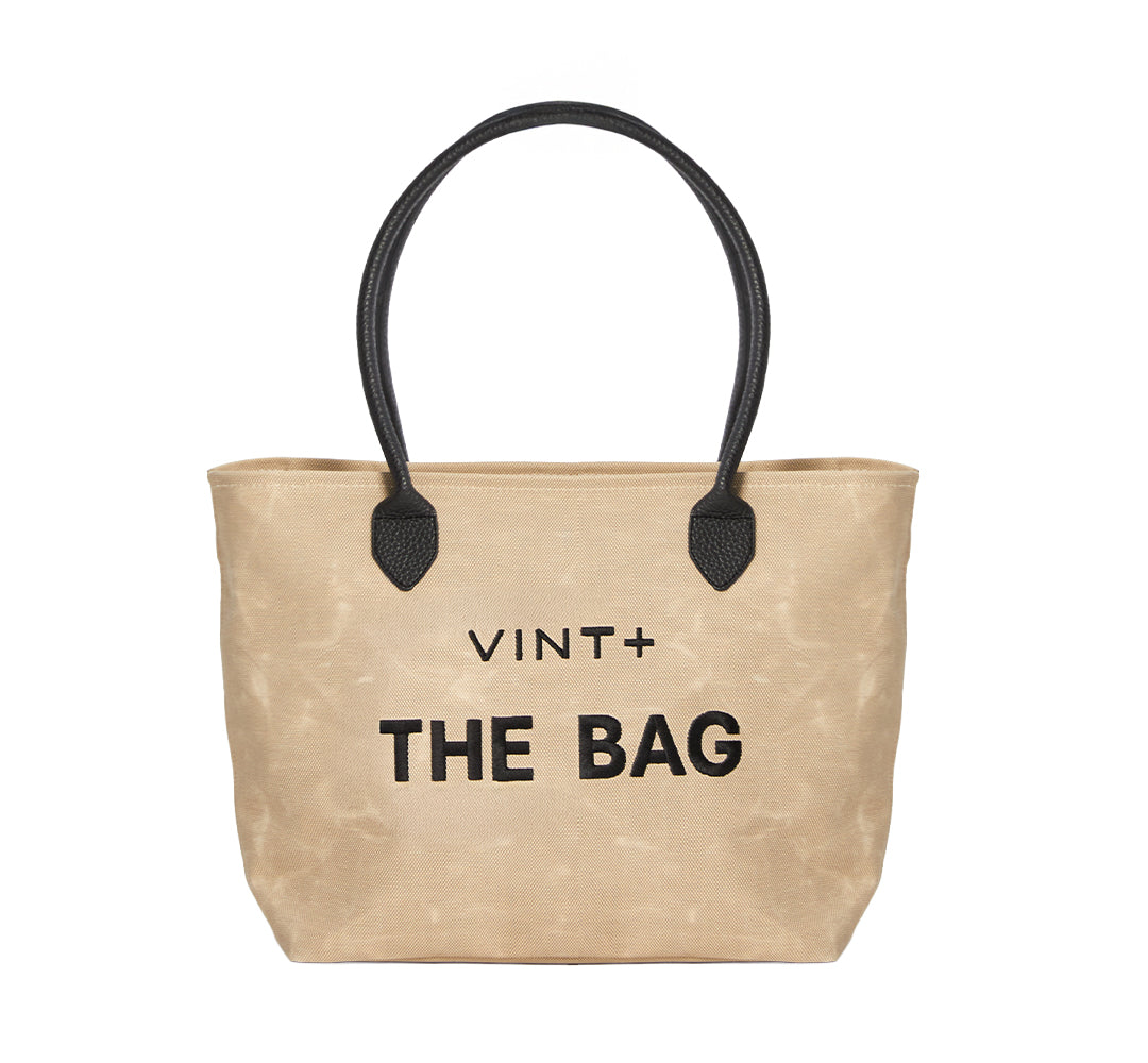 WAXED CANVAS FINE BAG - BIG - SAND (Leder Strap inkl.)