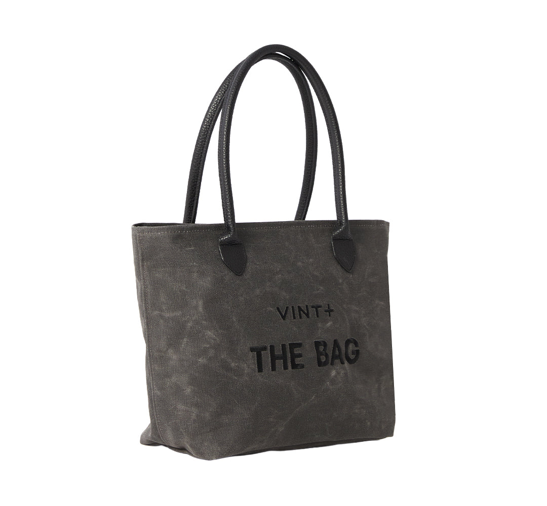 WAXED CANVAS FINE BAG - BIG - ANTHRAZIT (Leder Strap inkl.)