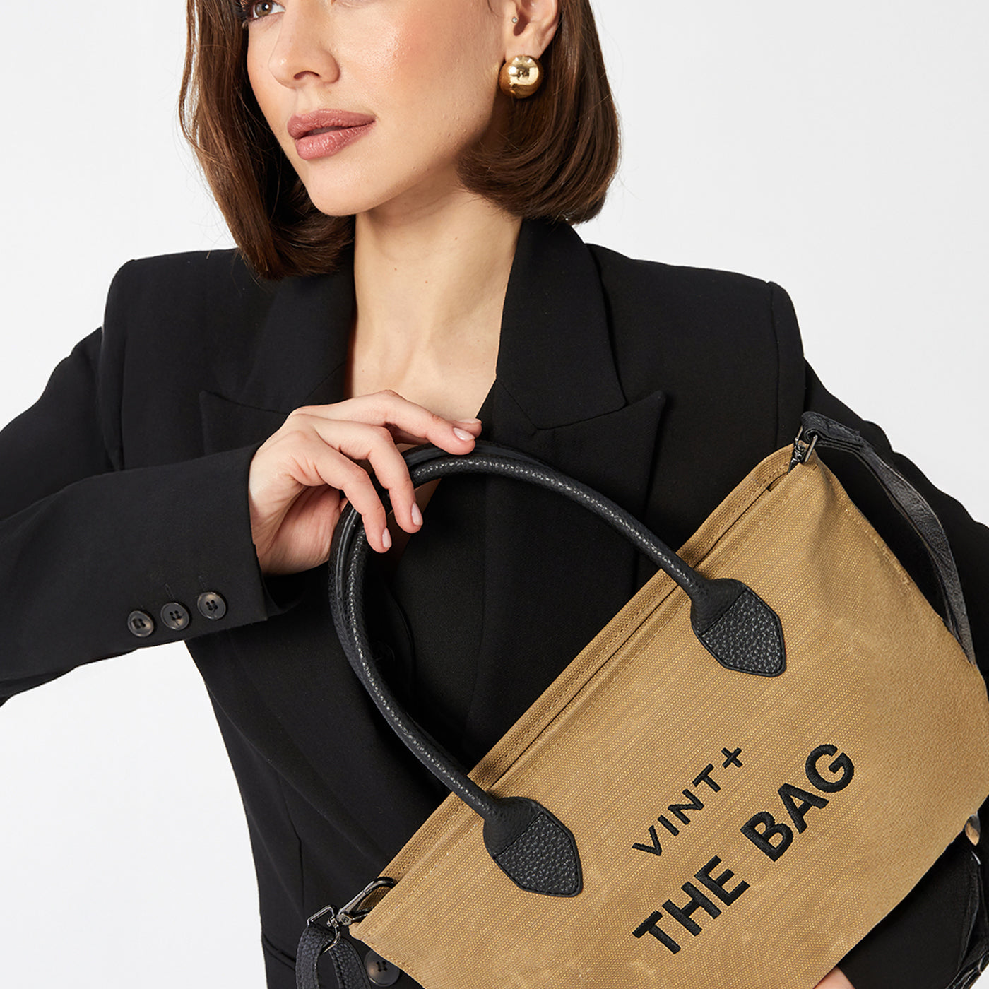 WAXED CANVAS FINE BAG - SMALL - BEIGE (Leder Strap inkl.)