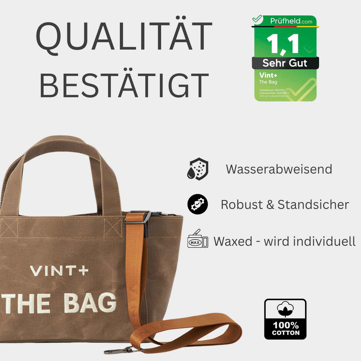 WAXED CANVAS TOTE BAG - SMALL - BRAUN