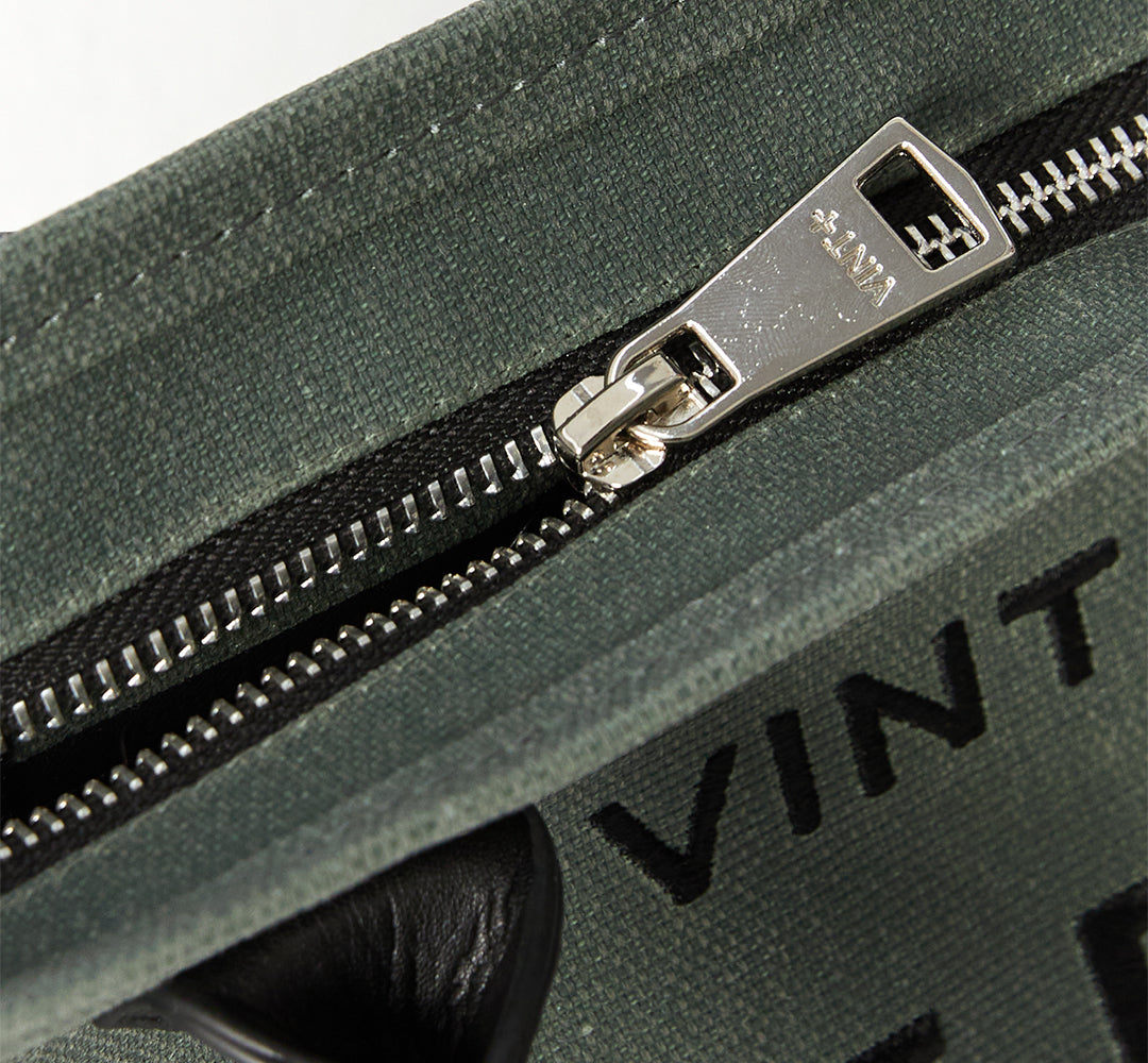 WAXED CANVAS FINE BAG - SMALL - LODEN GREEN (Leather Strap included)