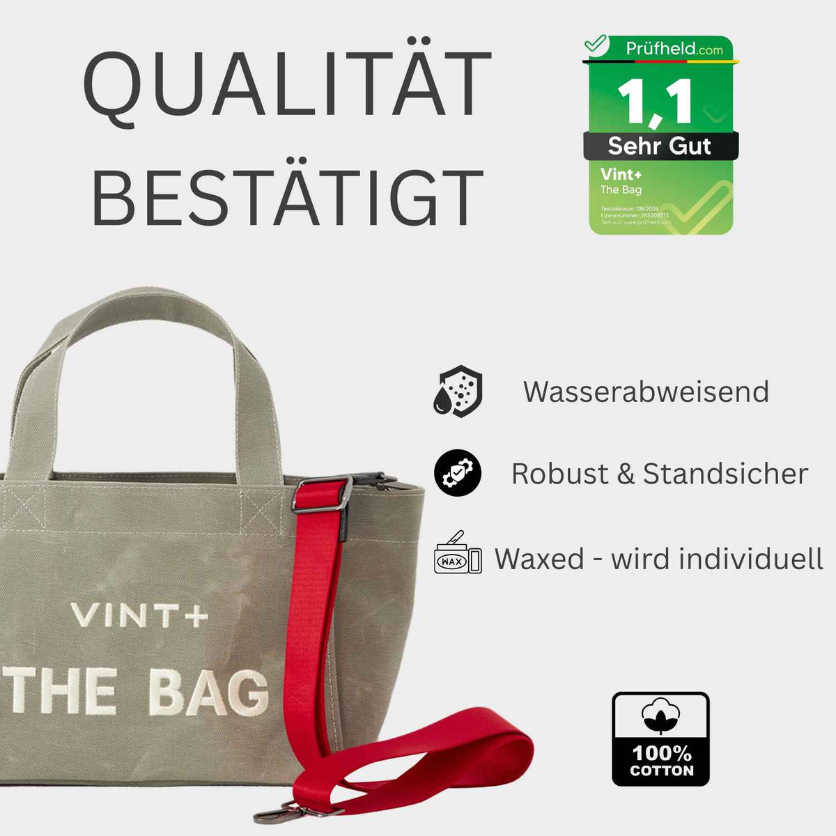 WAXED CANVAS TOTE BAG - SMALL - GRAU VIGORE