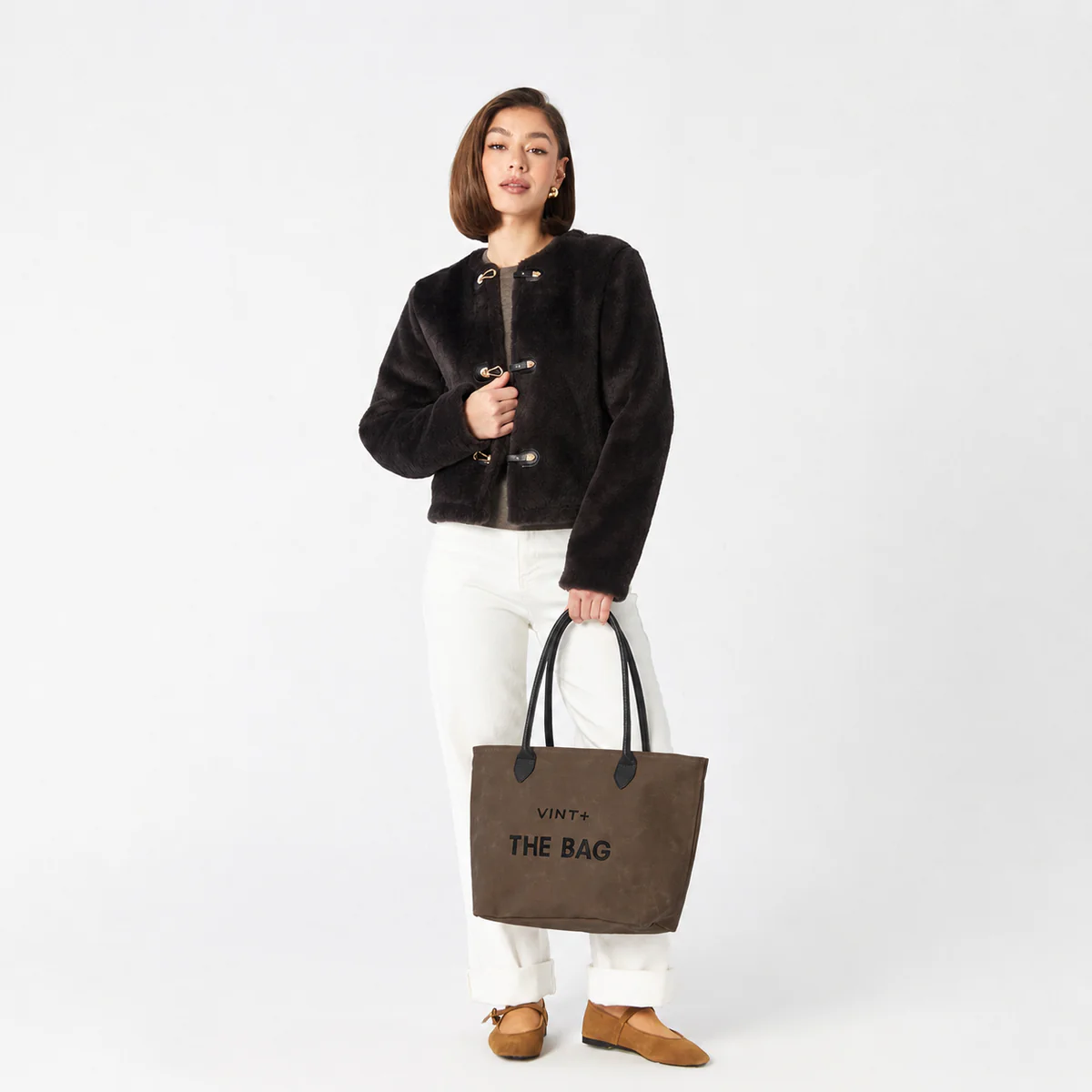 WAXED CANVAS FINE BAG - BIG - BEIGE (leather strap incl.)