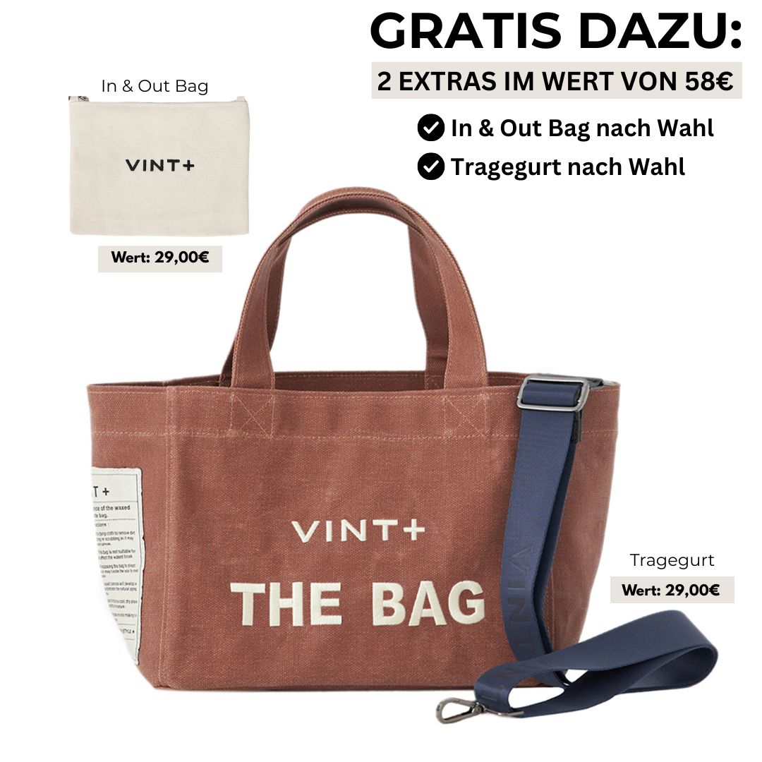 WAXED CANVAS TOTE BAG - SMALL - TERRACOTTA (Ohne Reißverschluss)