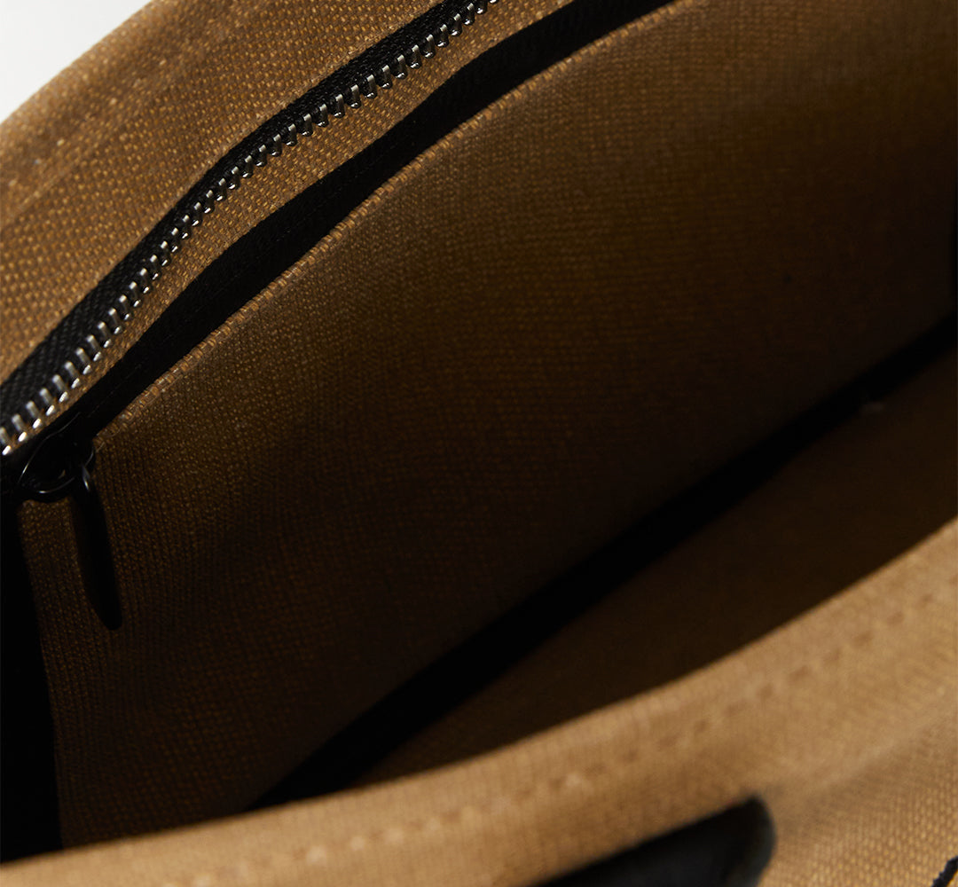 WAXED CANVAS FINE BAG - SMALL - BEIGE (Leder Strap inkl.)